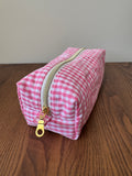 Boxy Zipper Pouch -Strawberry Pink Gingham
