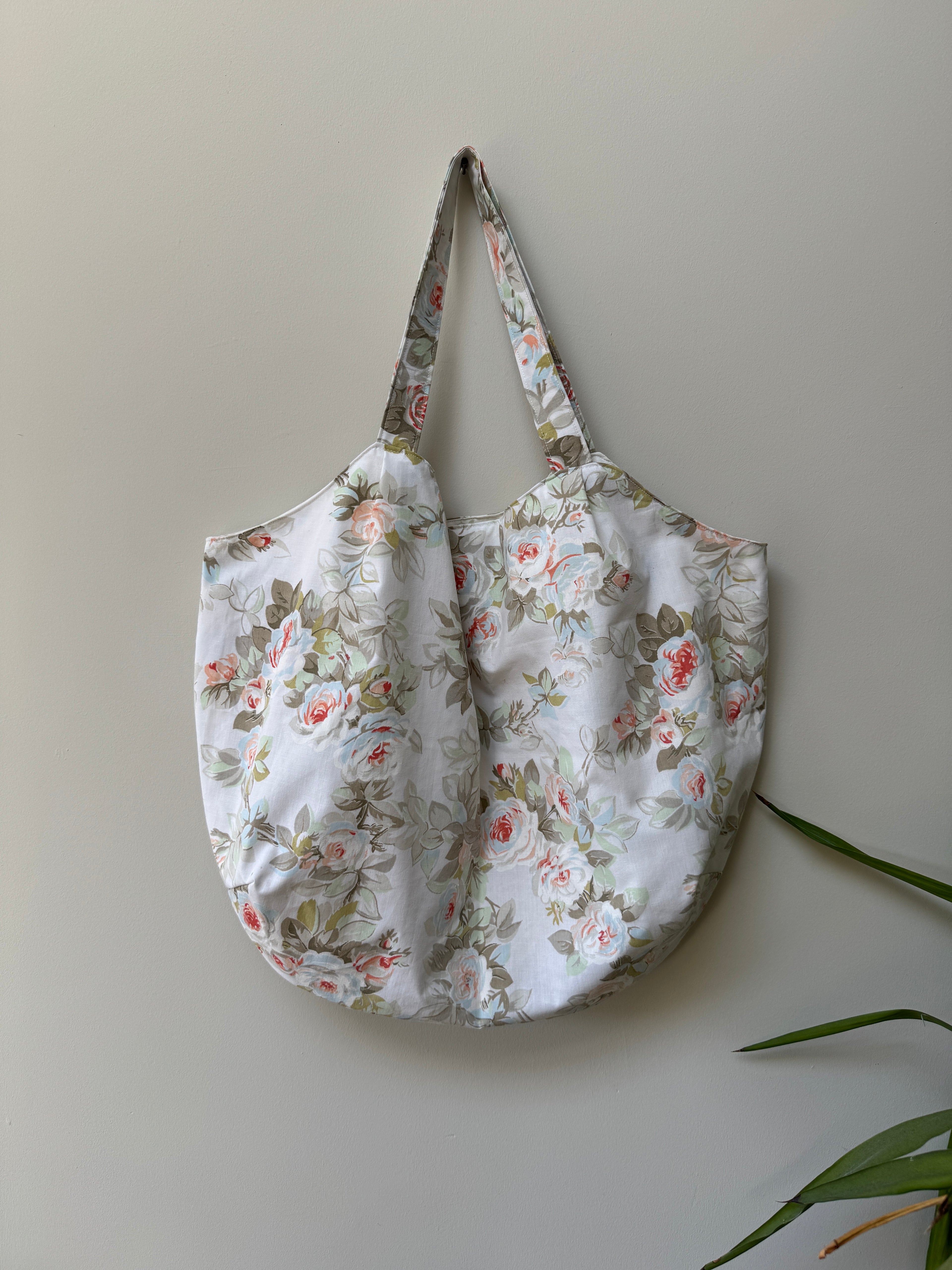 Market Tote - Coral & Blue Floral