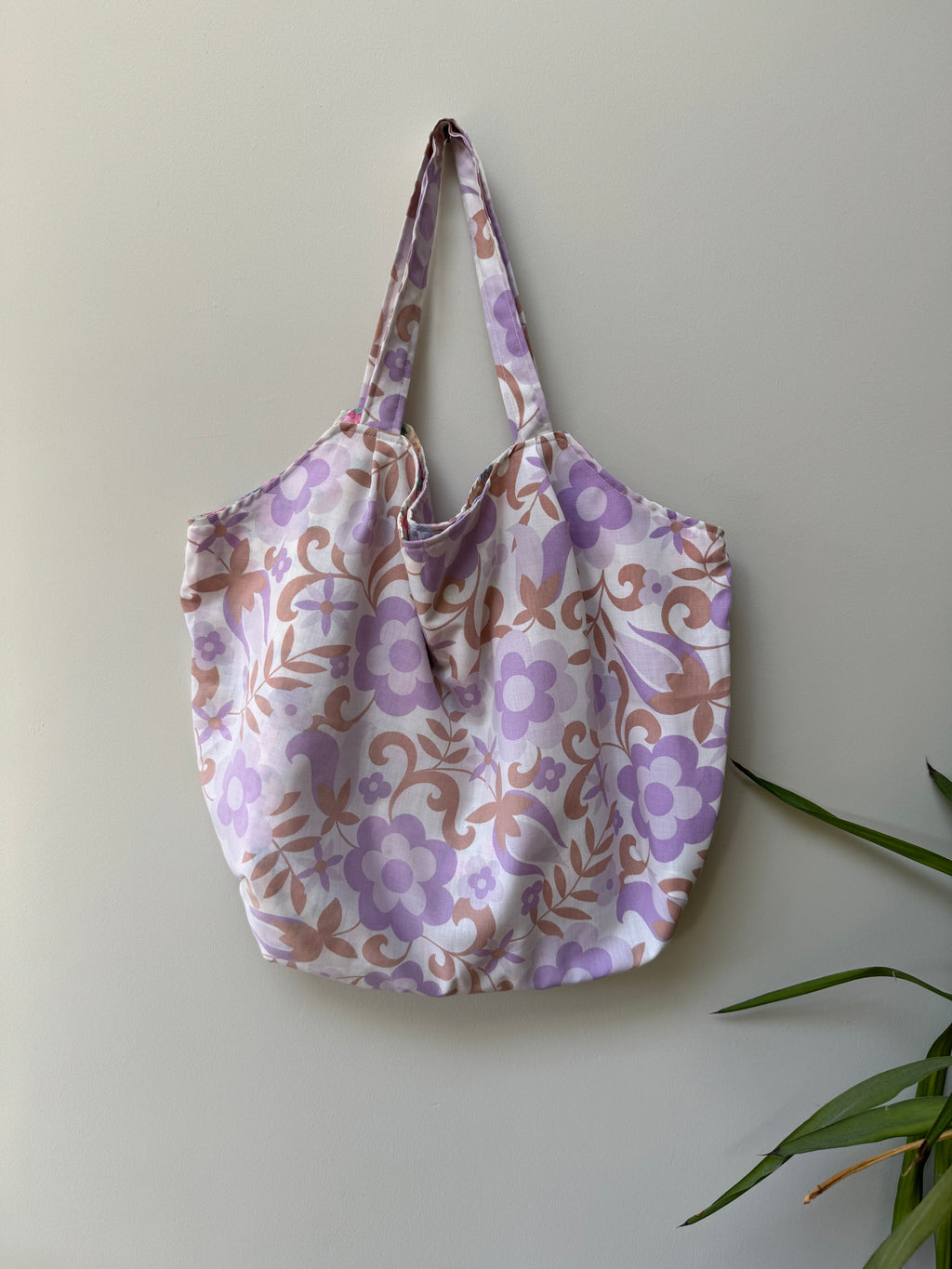 Market Tote - 70's Purple Flower Power