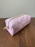 Boxy Zipper Pouch - Baby Pink Gingham