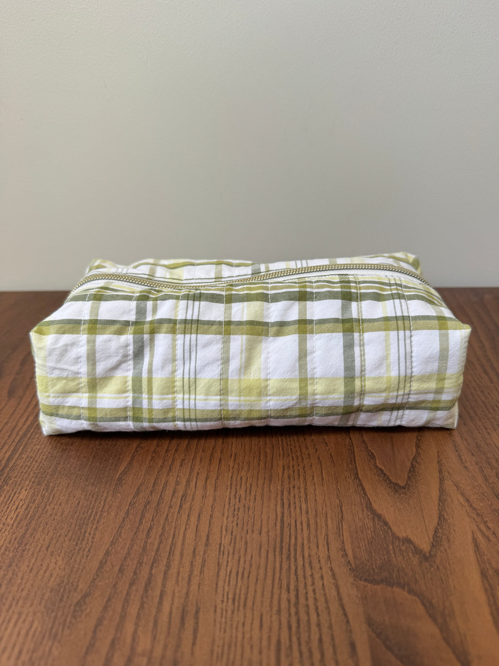 Boxy Zipper Pouch - Green Plaid