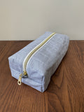 Boxy Zipper Pouch - Blue Grey Hexagon