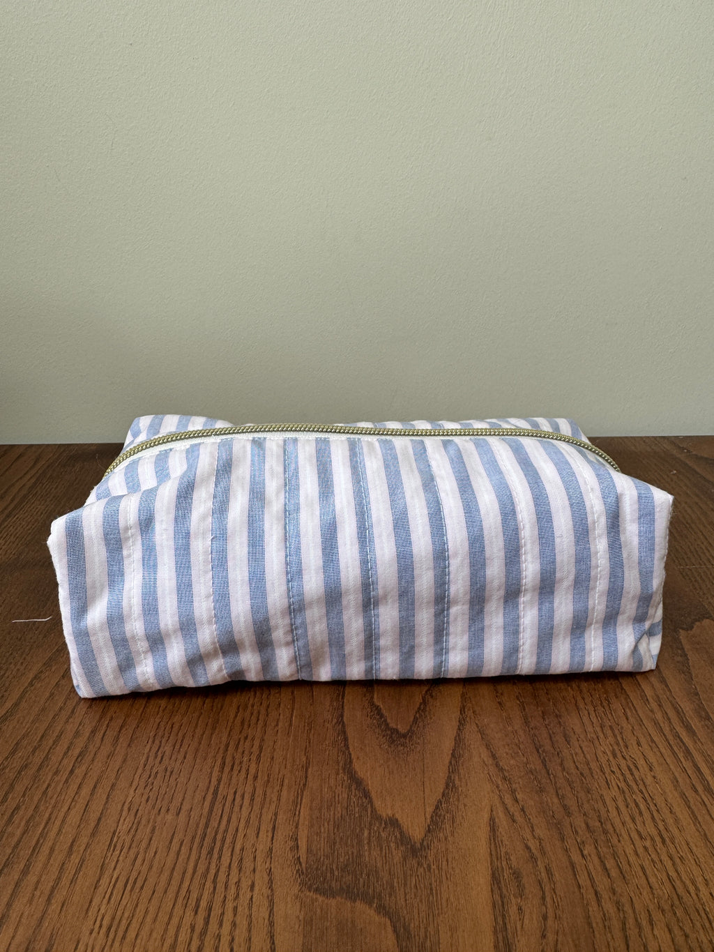 Boxy Zipper Pouch - Blue & Pink Stripe