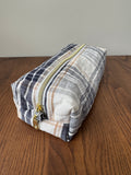 Boxy Zipper Pouch - Charcoal & Tan Plaid