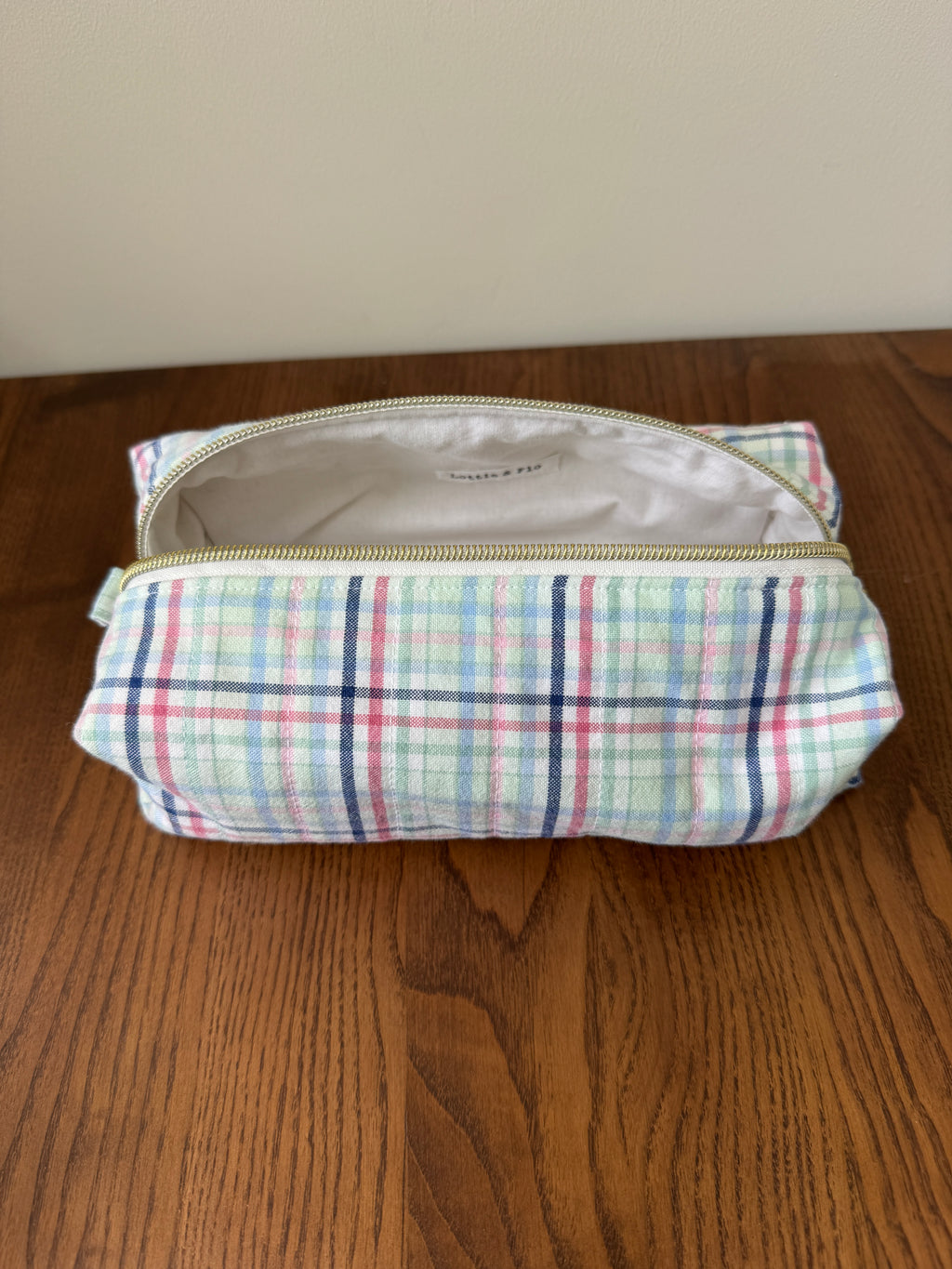 Boxy Zipper Pouch - Springtime Plaid