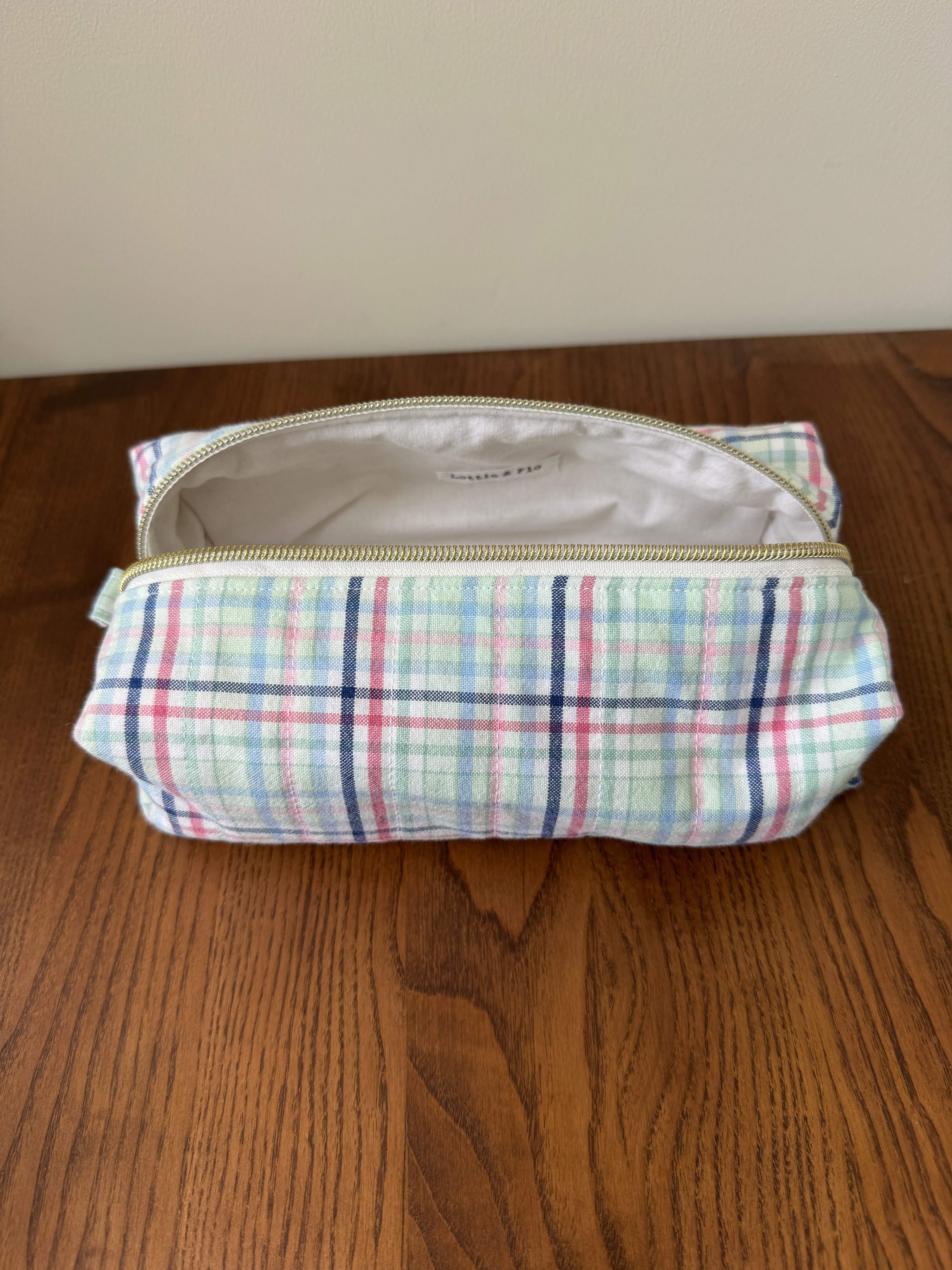 Boxy Zipper Pouch - Springtime Plaid