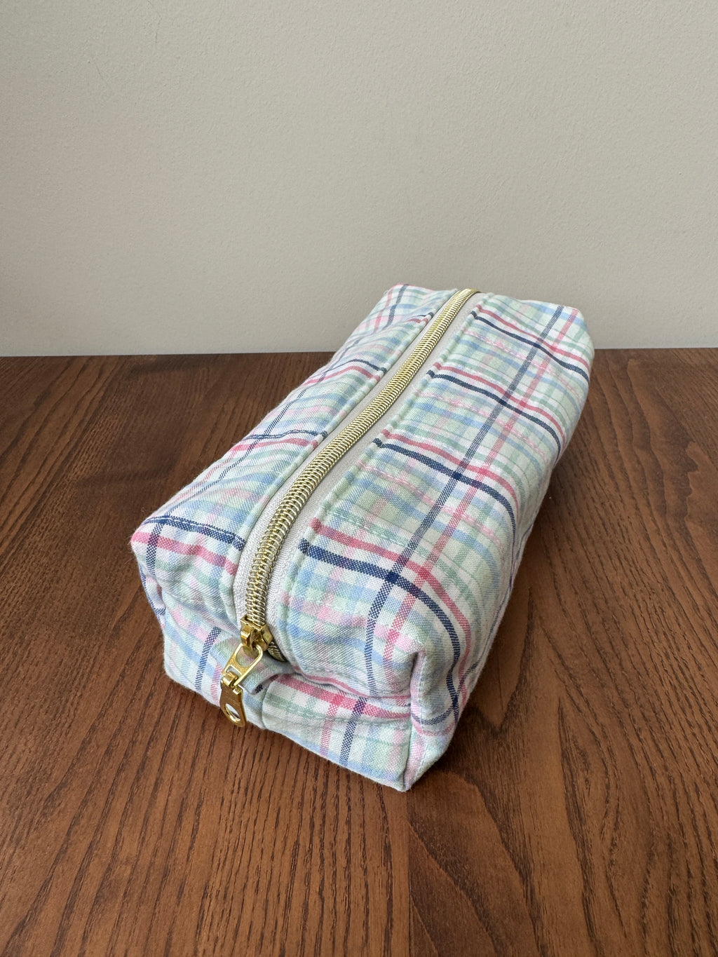 Boxy Zipper Pouch - Springtime Plaid