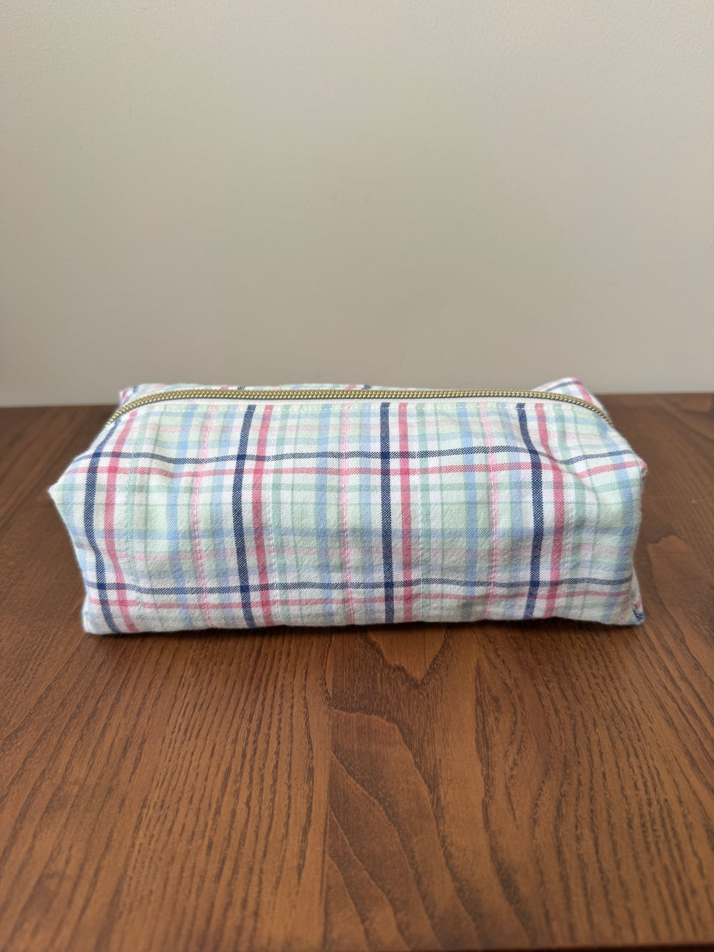 Boxy Zipper Pouch - Springtime Plaid