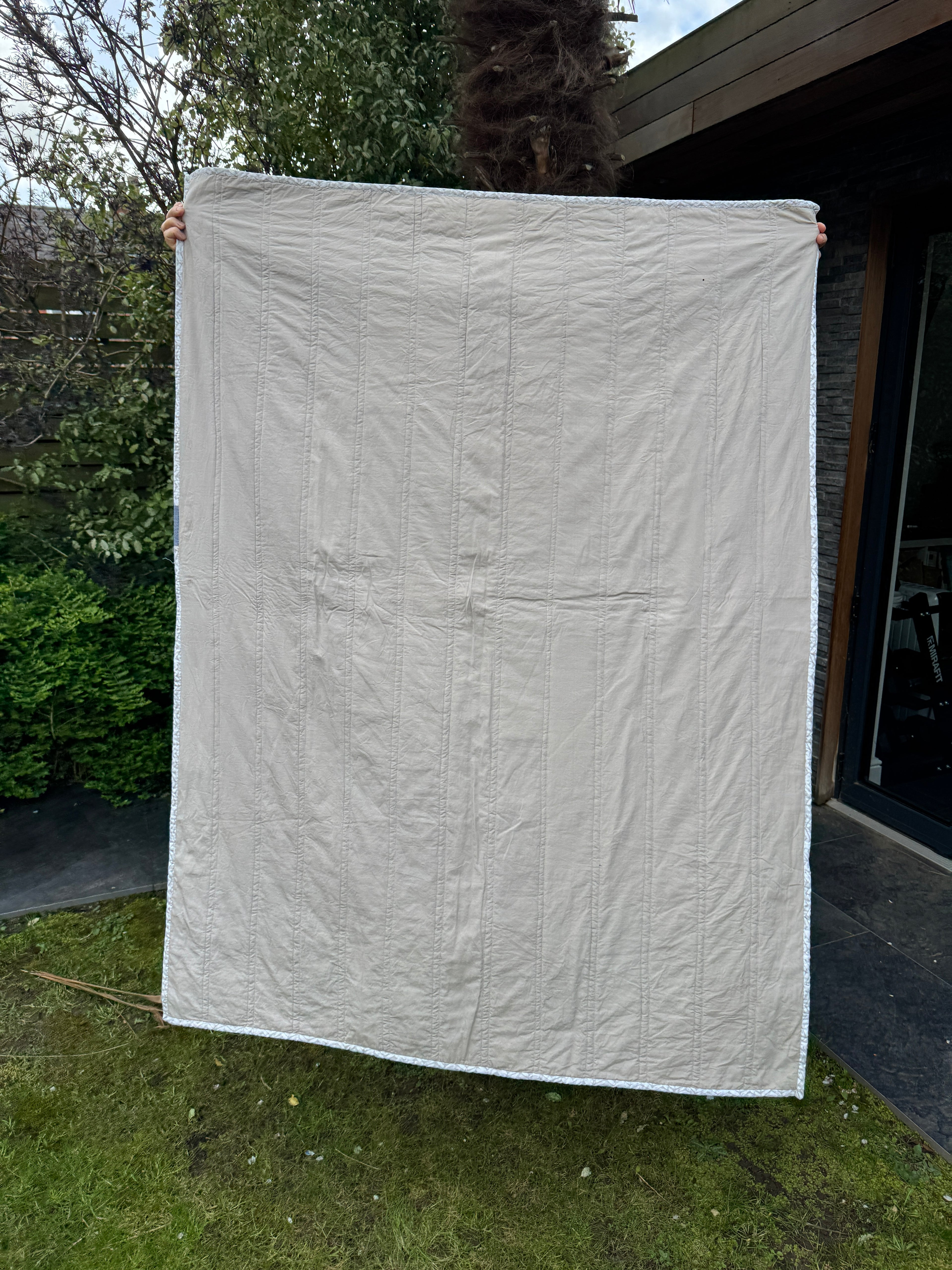 100% Cotton Lap Quilt - Navy & Tan