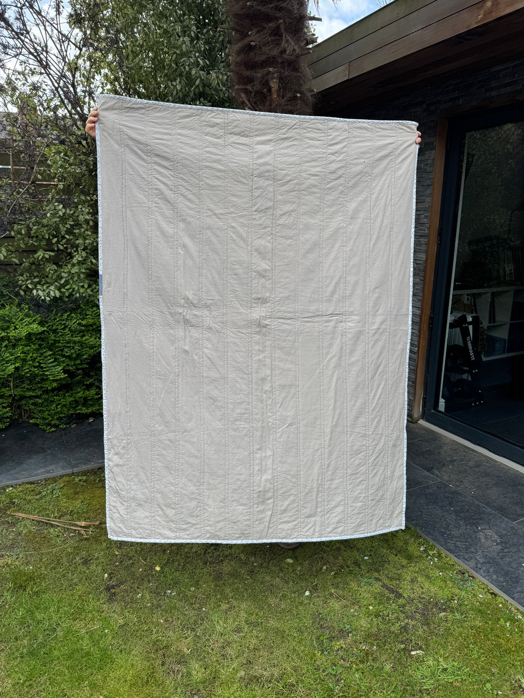 100% Cotton Lap Quilt - Navy & Tan