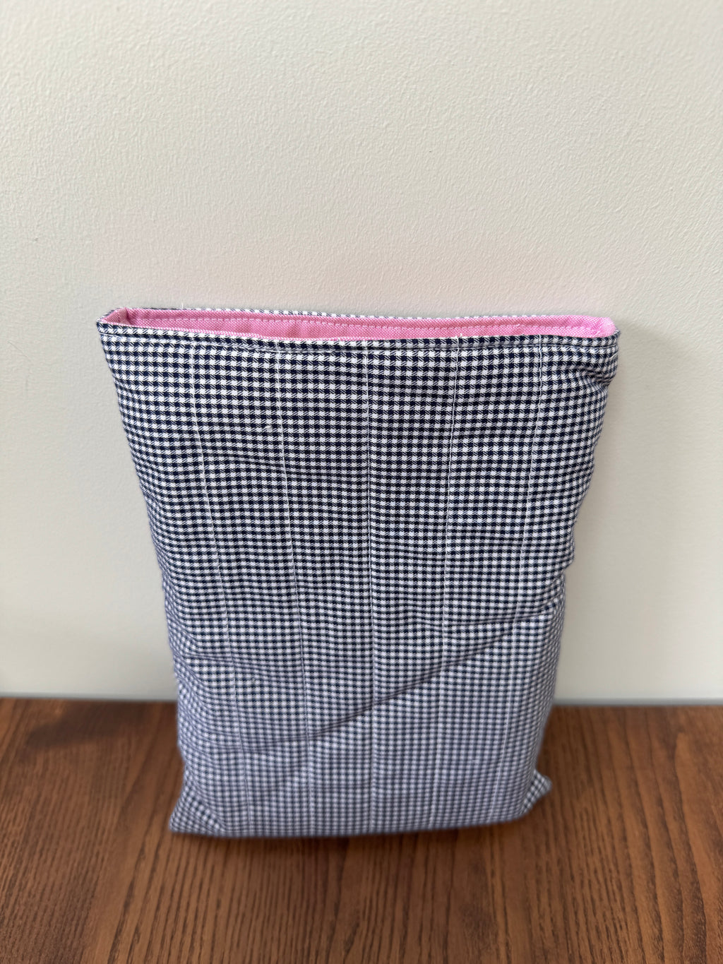Book Sleeve - Micro Black Gingham (pink inside)