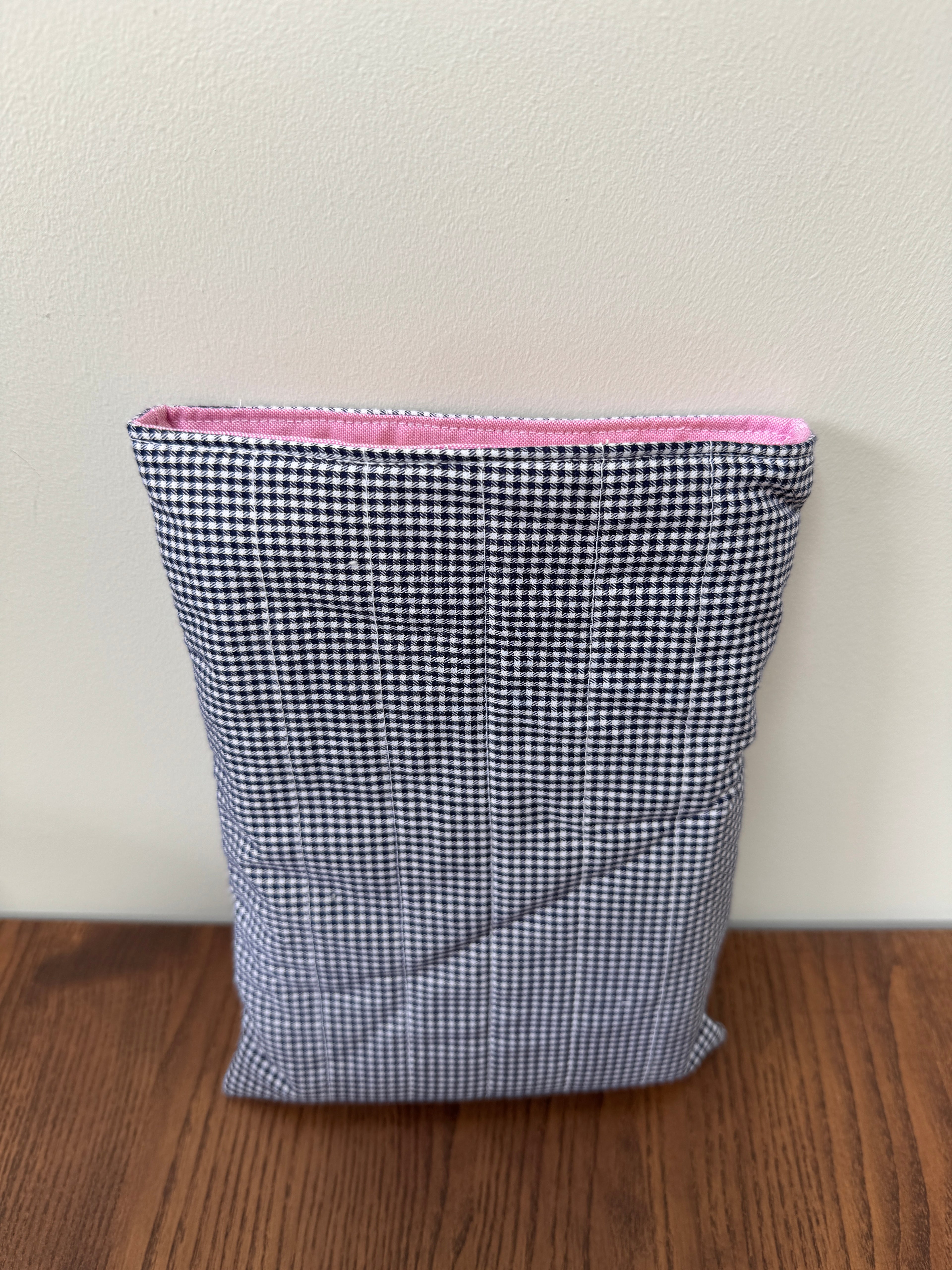 Book Sleeve - Micro Black Gingham (pink inside)