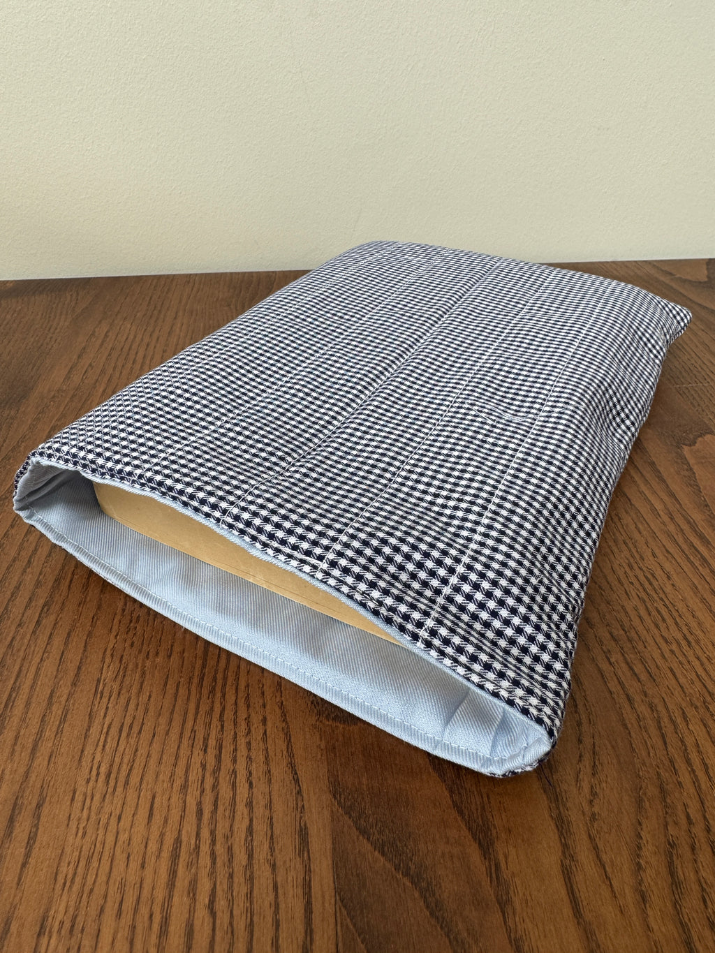 Book Sleeve - Micro Black Gingham (blue inside)