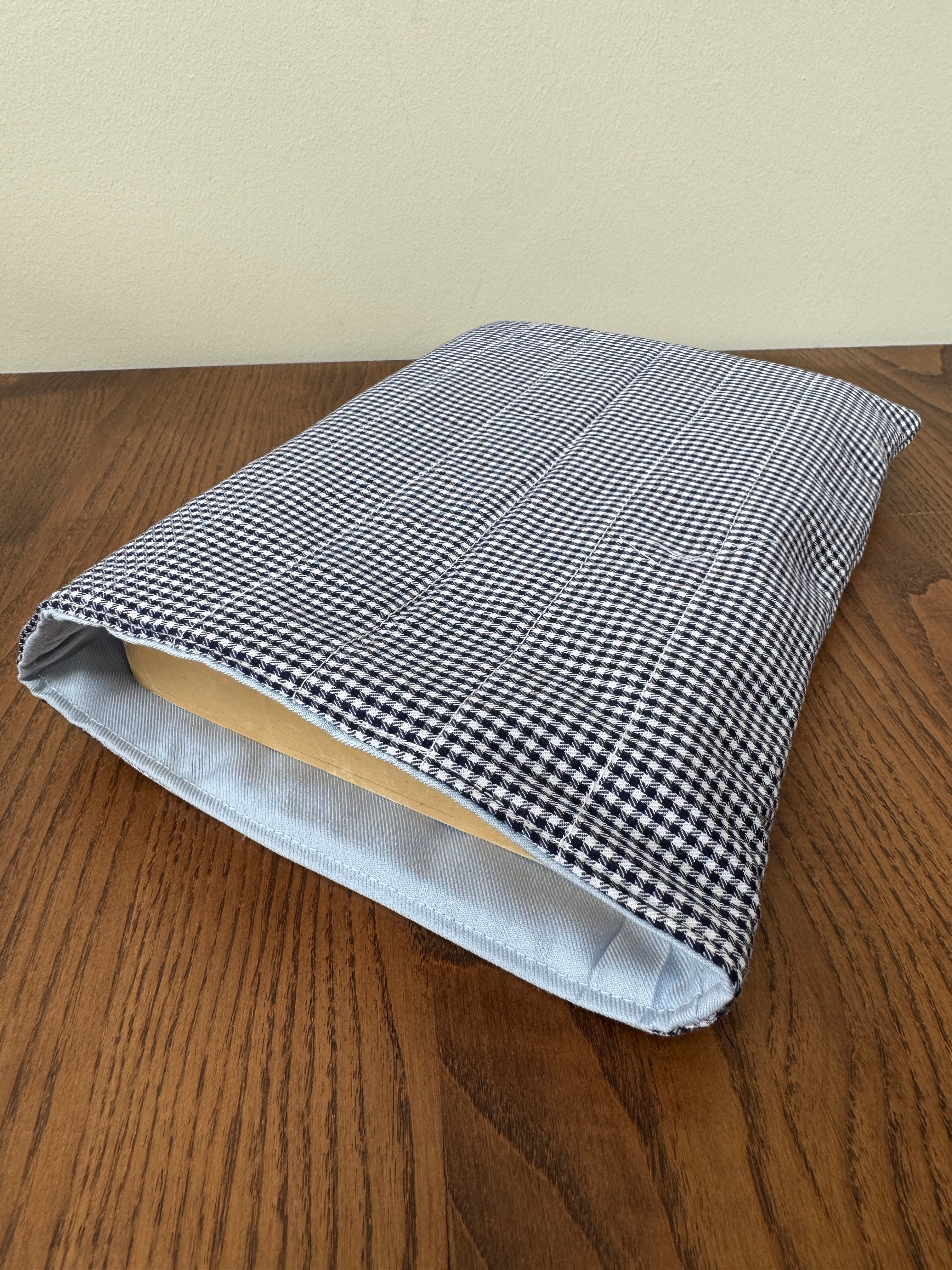 Book Sleeve - Micro Black Gingham (blue inside)