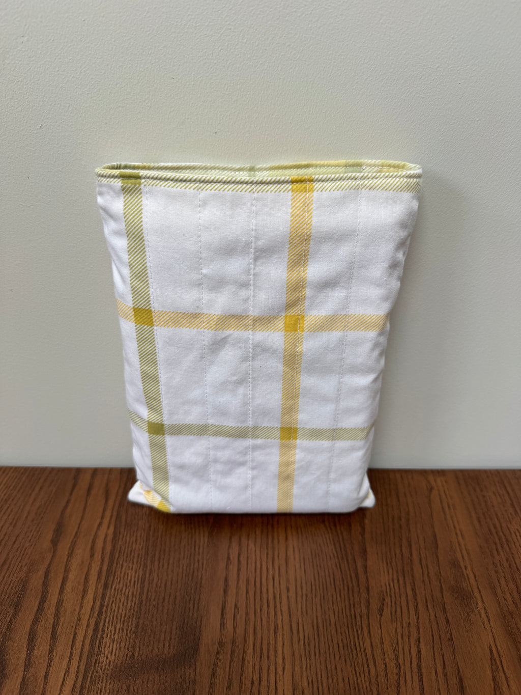 Book Sleeve - White with Yellow & Green Plaid