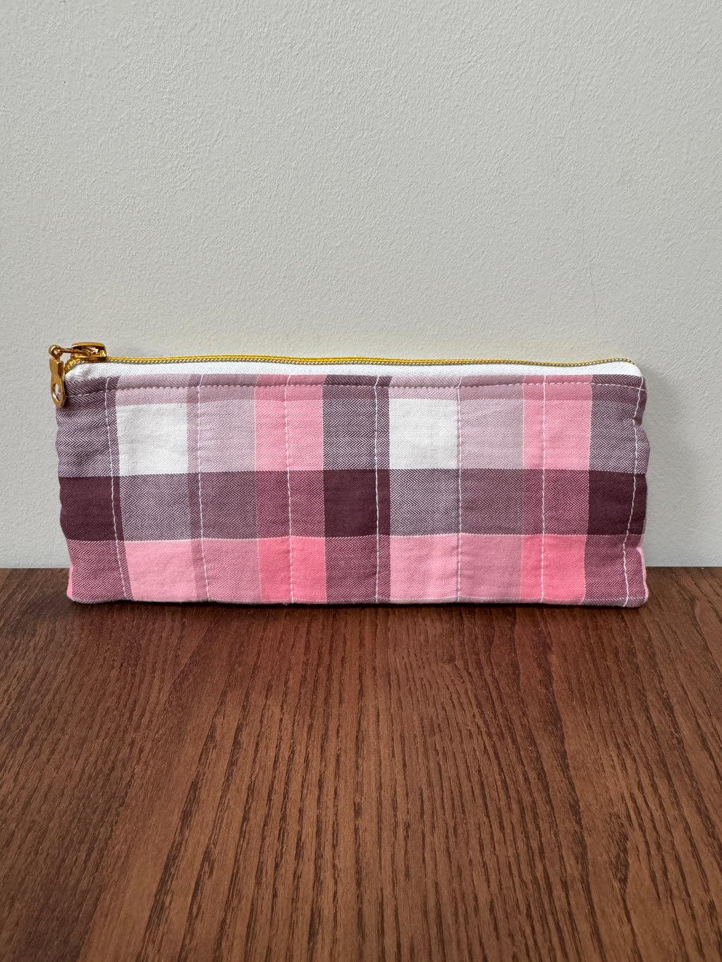Pencil/Glasses case - Pink & Burgundy Check