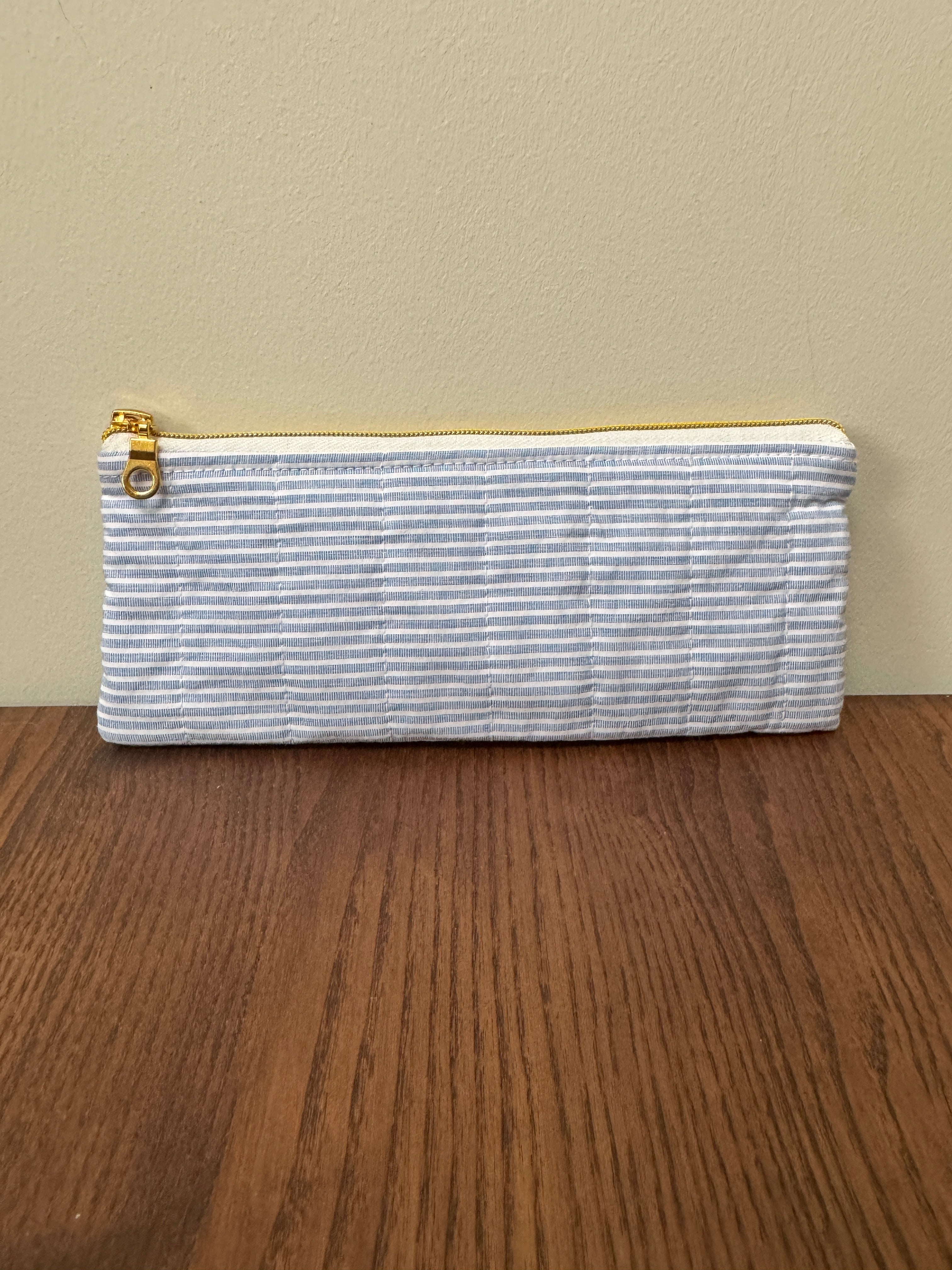 Pencil/Glasses case - Blue & White Pinstripe
