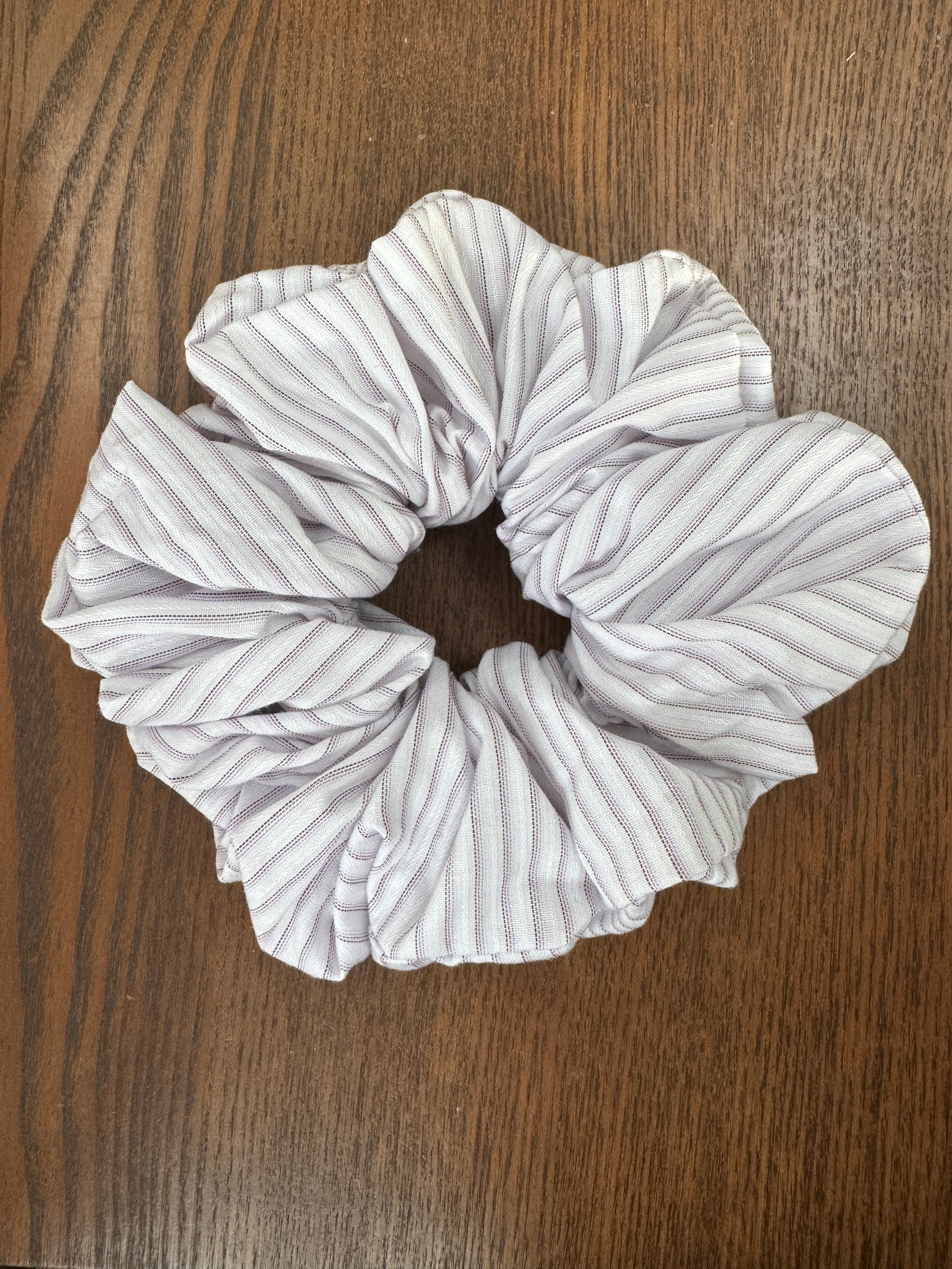 XL Scrunchie - Lilac Pinstripe on White