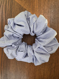 XL Scrunchie - Blue White & Pinstripe