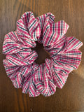 XL Scrunchie - Raspberry Pink, Black & White Plaid