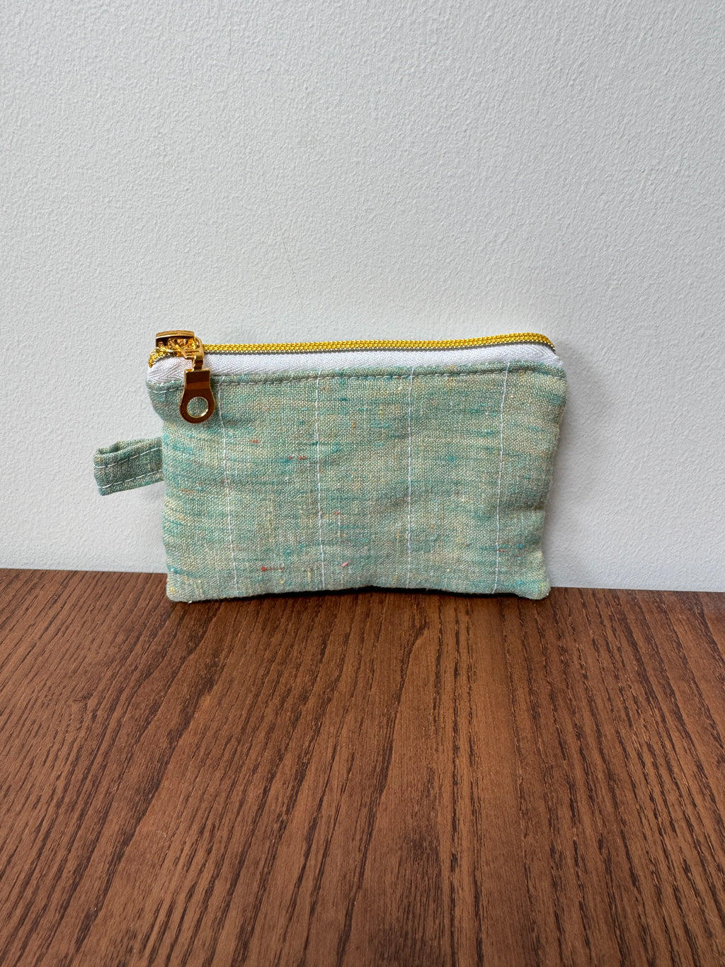 Coin Purse - Raw Silk look Green