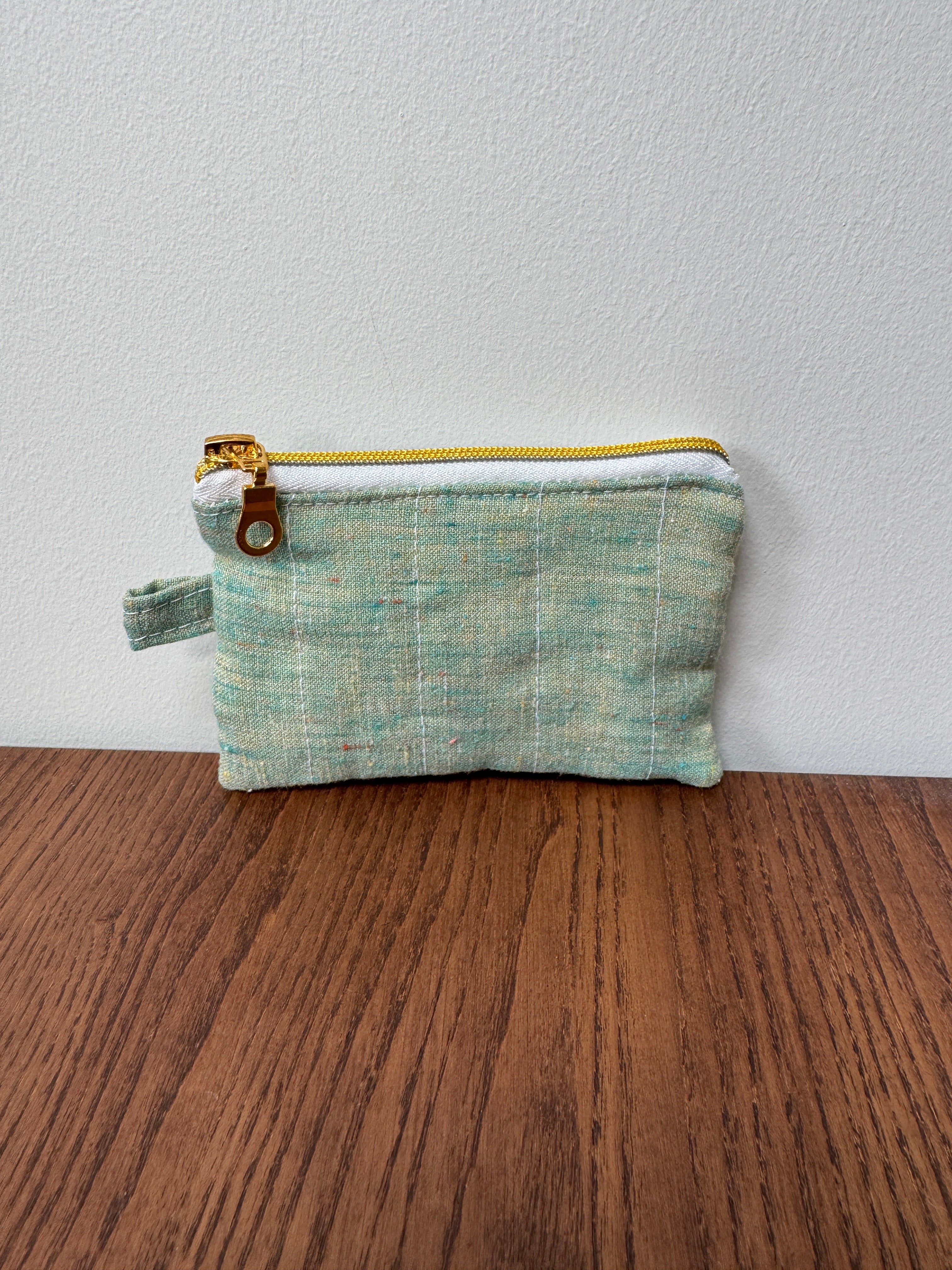 Coin Purse - Raw Silk look Green