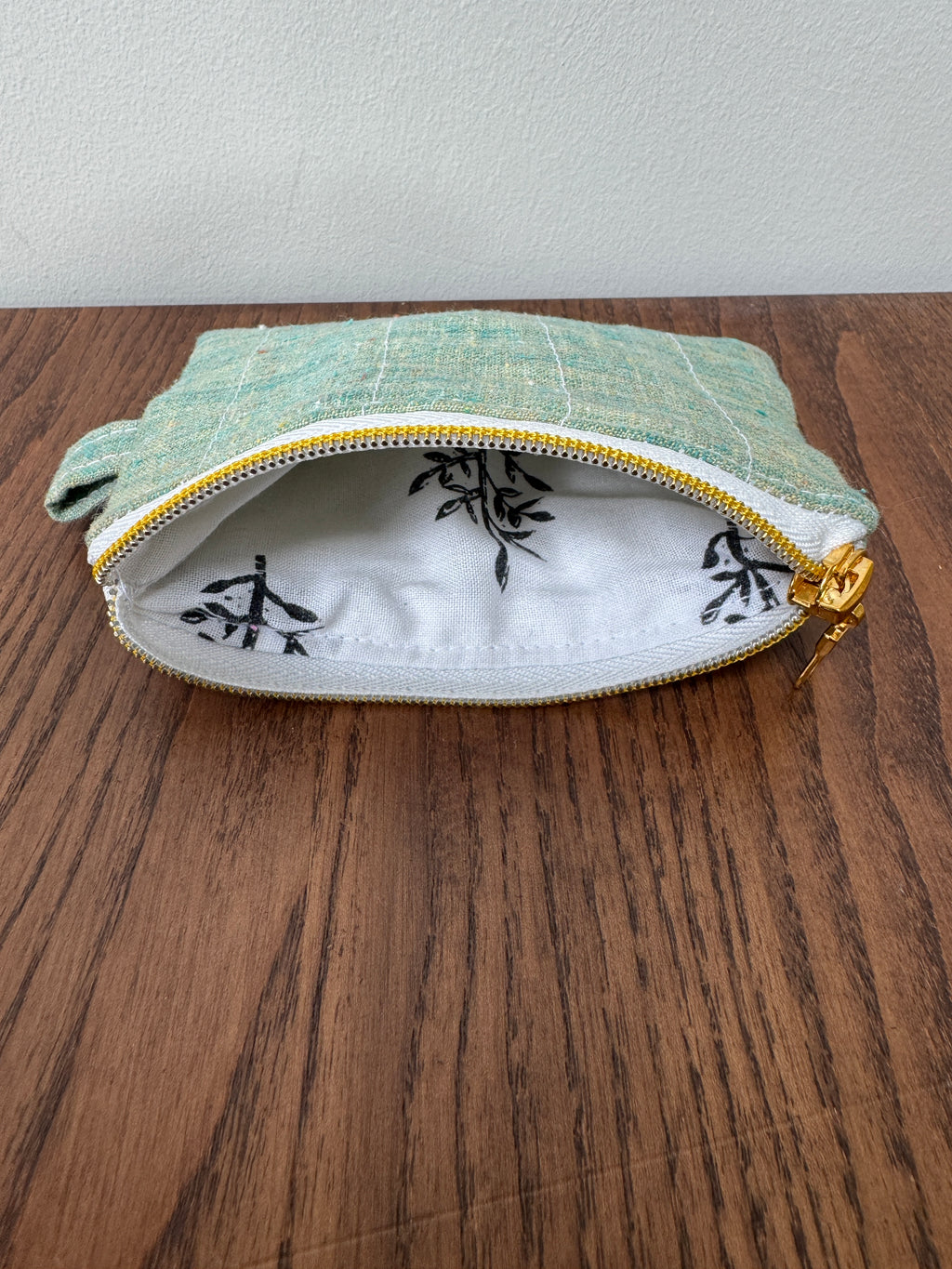 Coin Purse - Raw Silk look Green