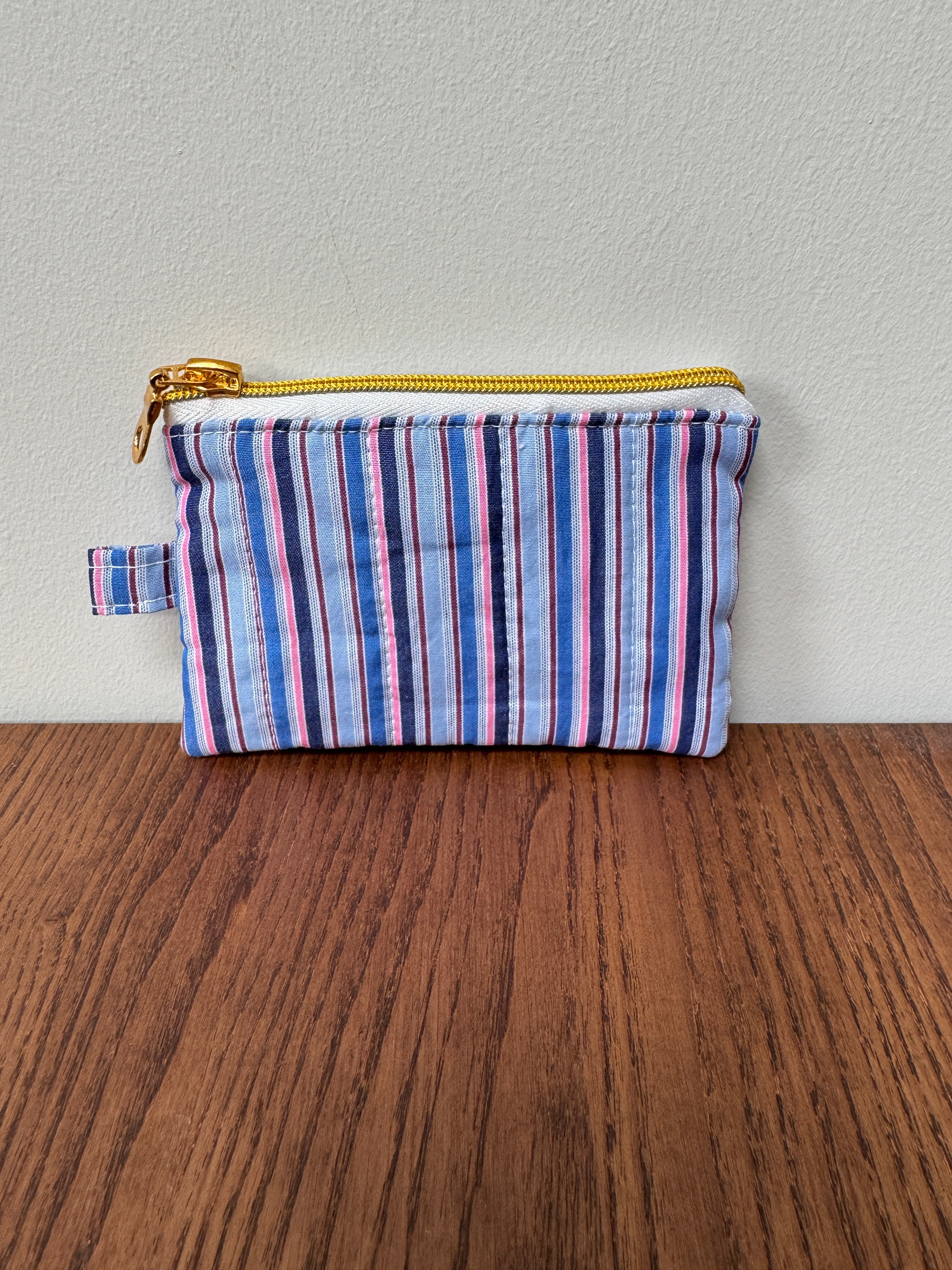 Coin Purse - Blue & Pink Pinstripe