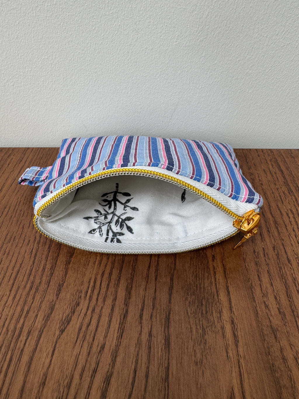 Coin Purse - Blue & Pink Pinstripe