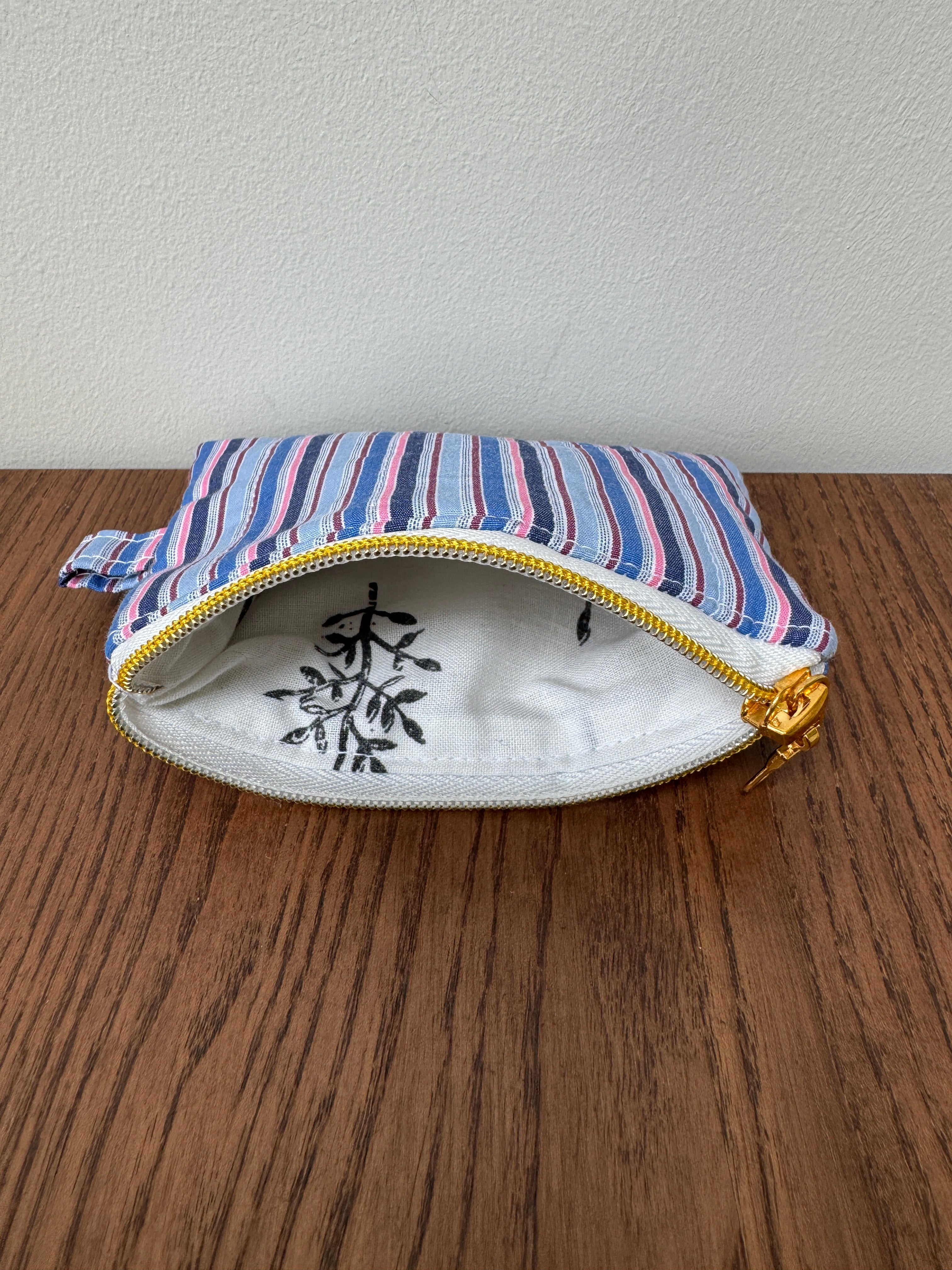 Coin Purse - Blue & Pink Pinstripe
