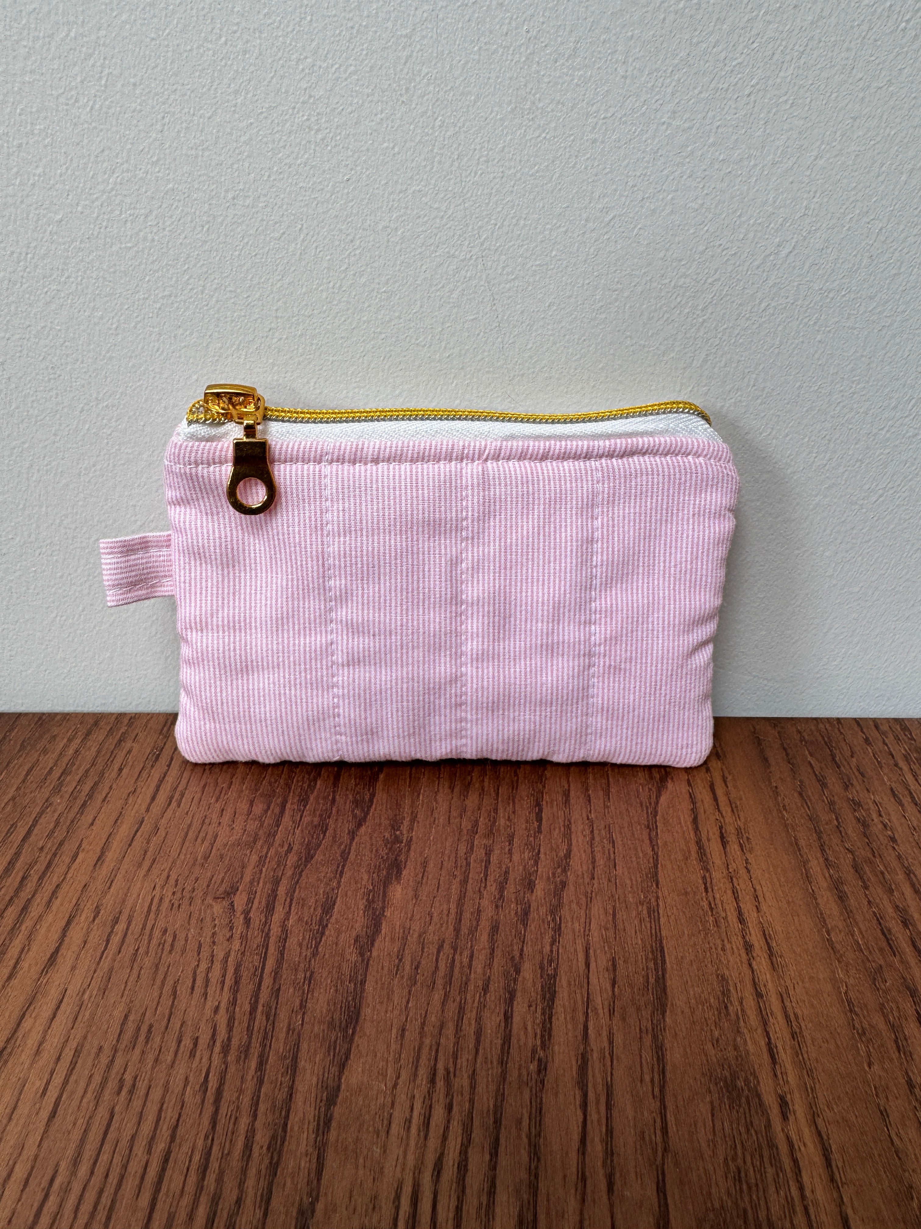 Coin Purse - Pink Micro Pinstripe
