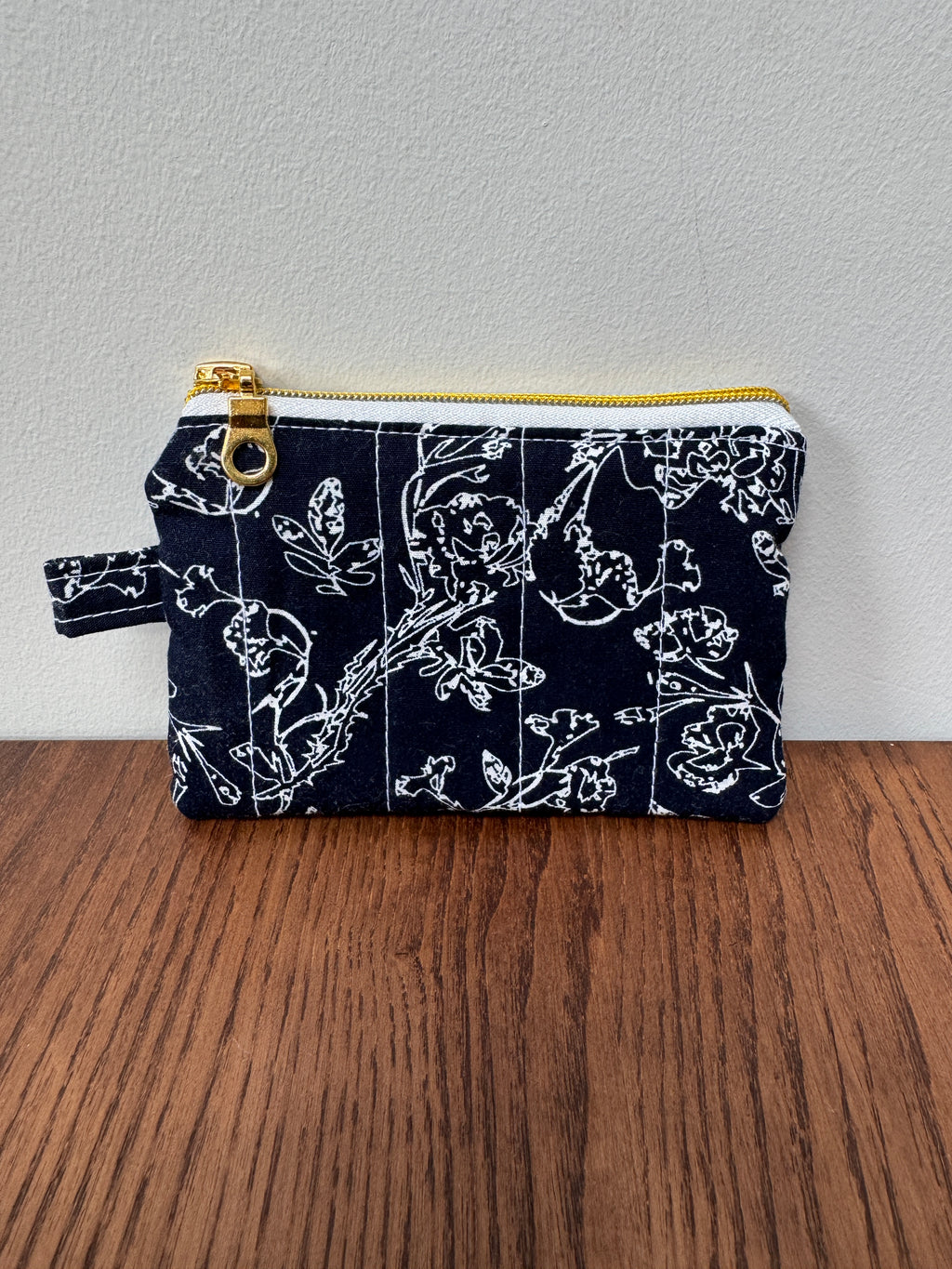 Coin Purse - Navy with White Line Botanicals