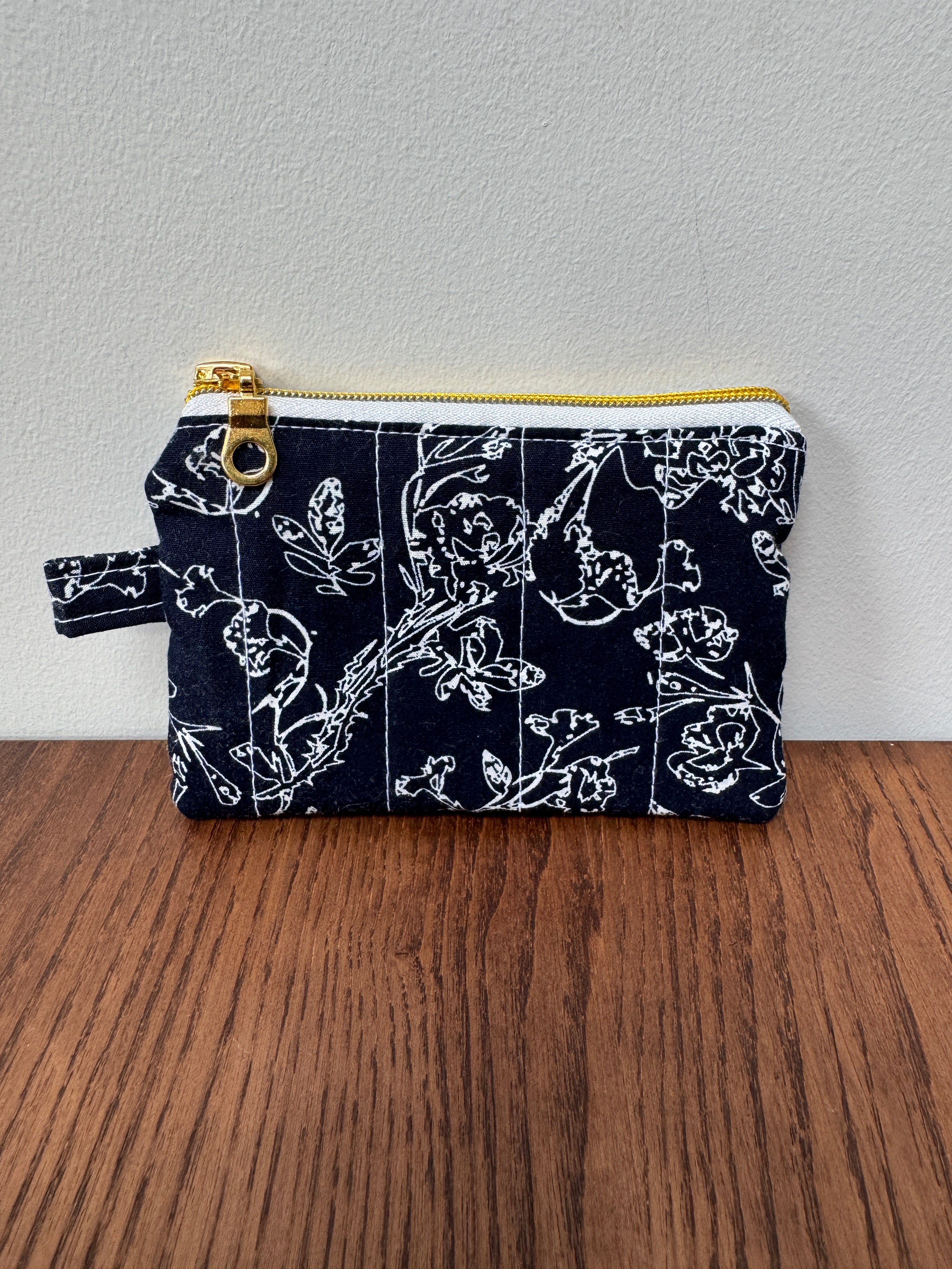 Coin Purse - Navy with White Line Botanicals