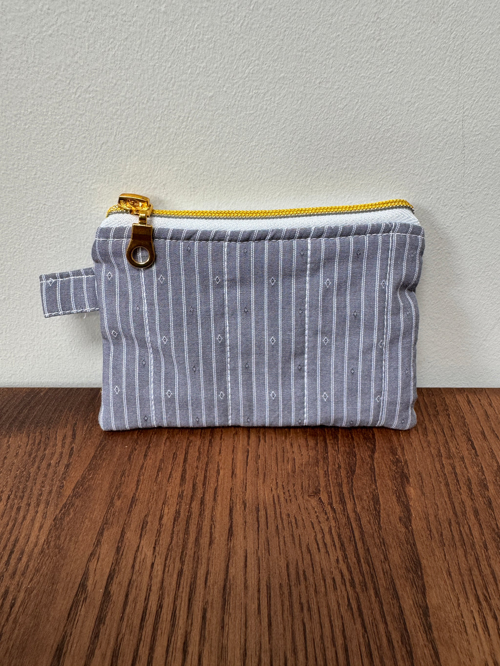 Coin Purse - Grey & White Pinstripe with Diamonds