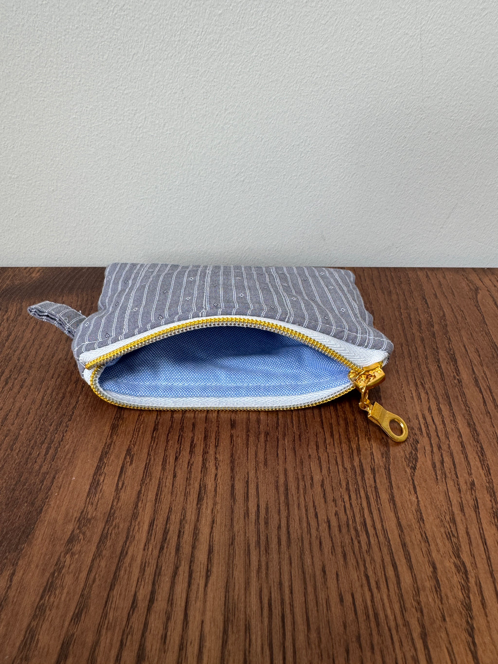 Coin Purse - Grey & White Pinstripe with Diamonds
