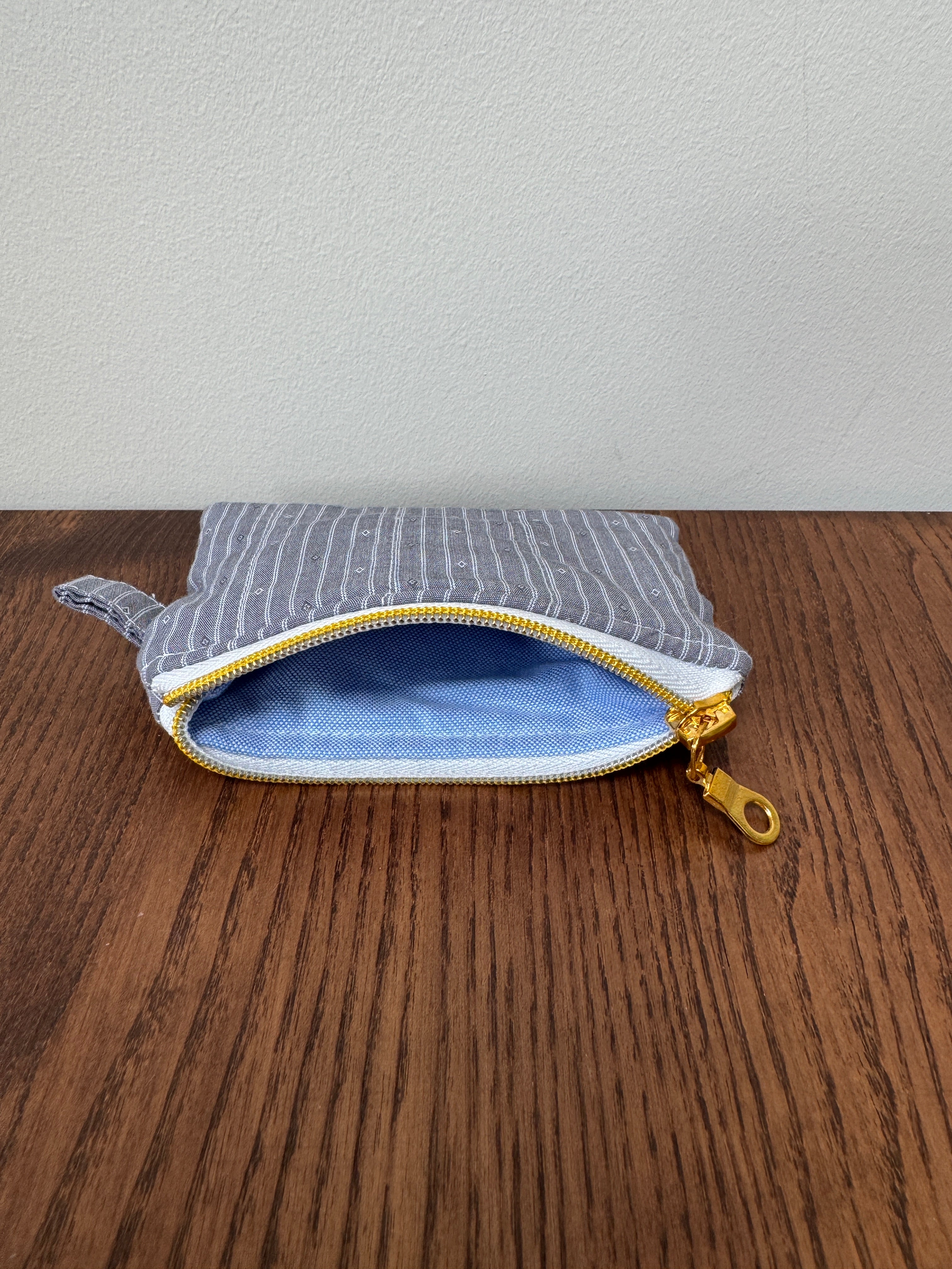 Coin Purse - Grey & White Pinstripe with Diamonds