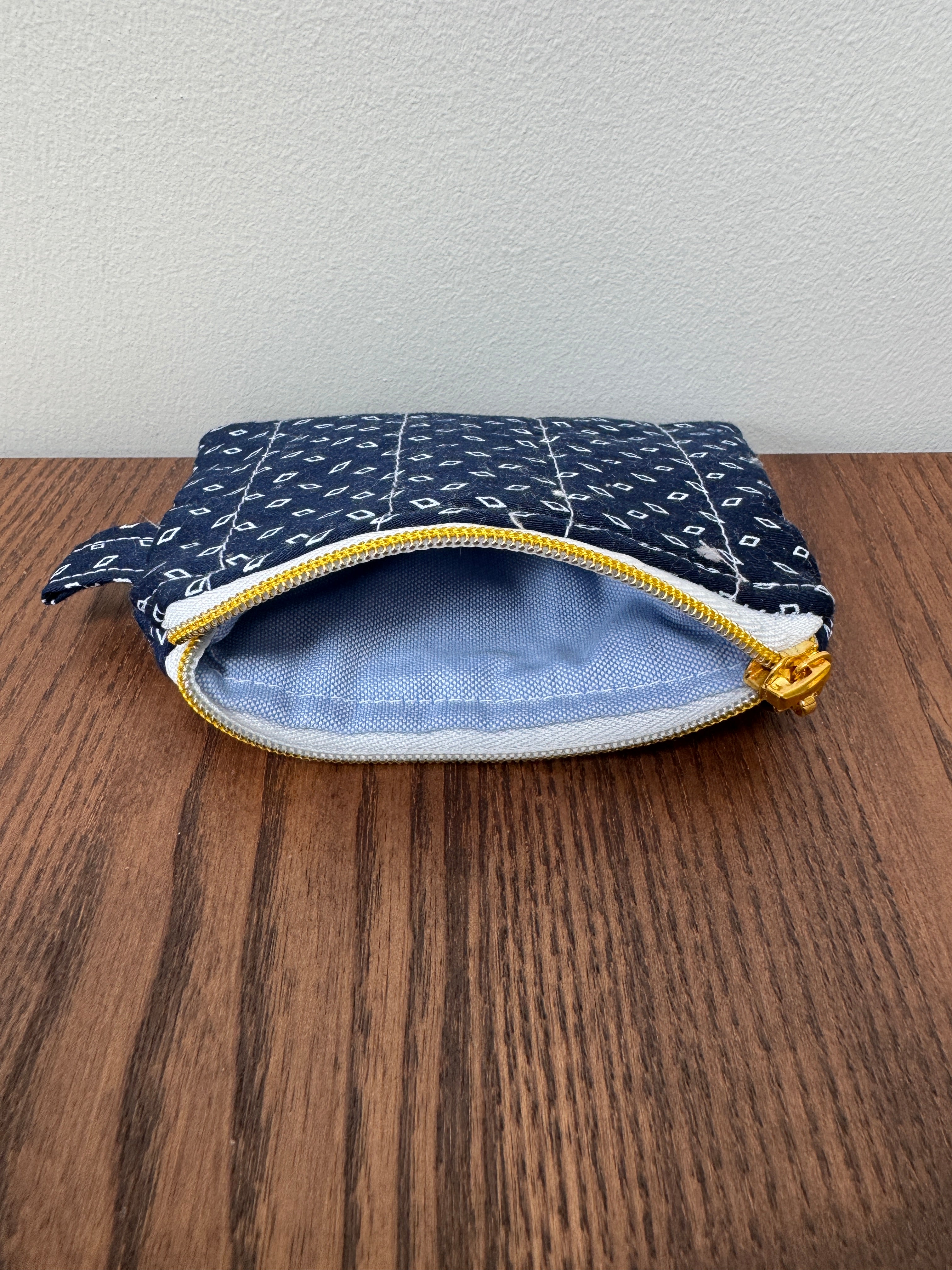 Coin Purse - Navy with White Diamonds