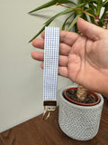 Keychain Wrislet - White with Tiny Blue Squares