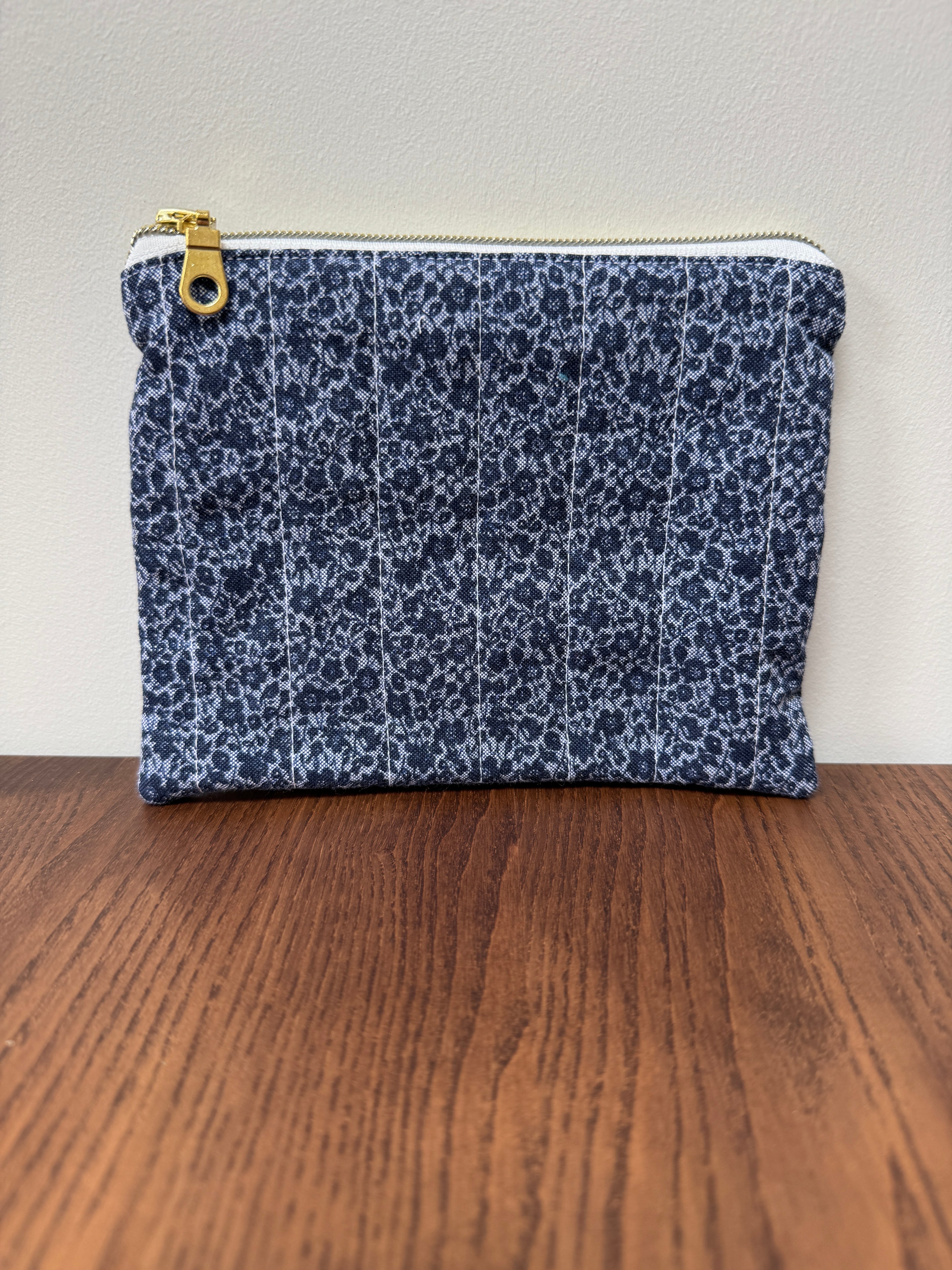 Small Zipper Pouch - Navy Florals