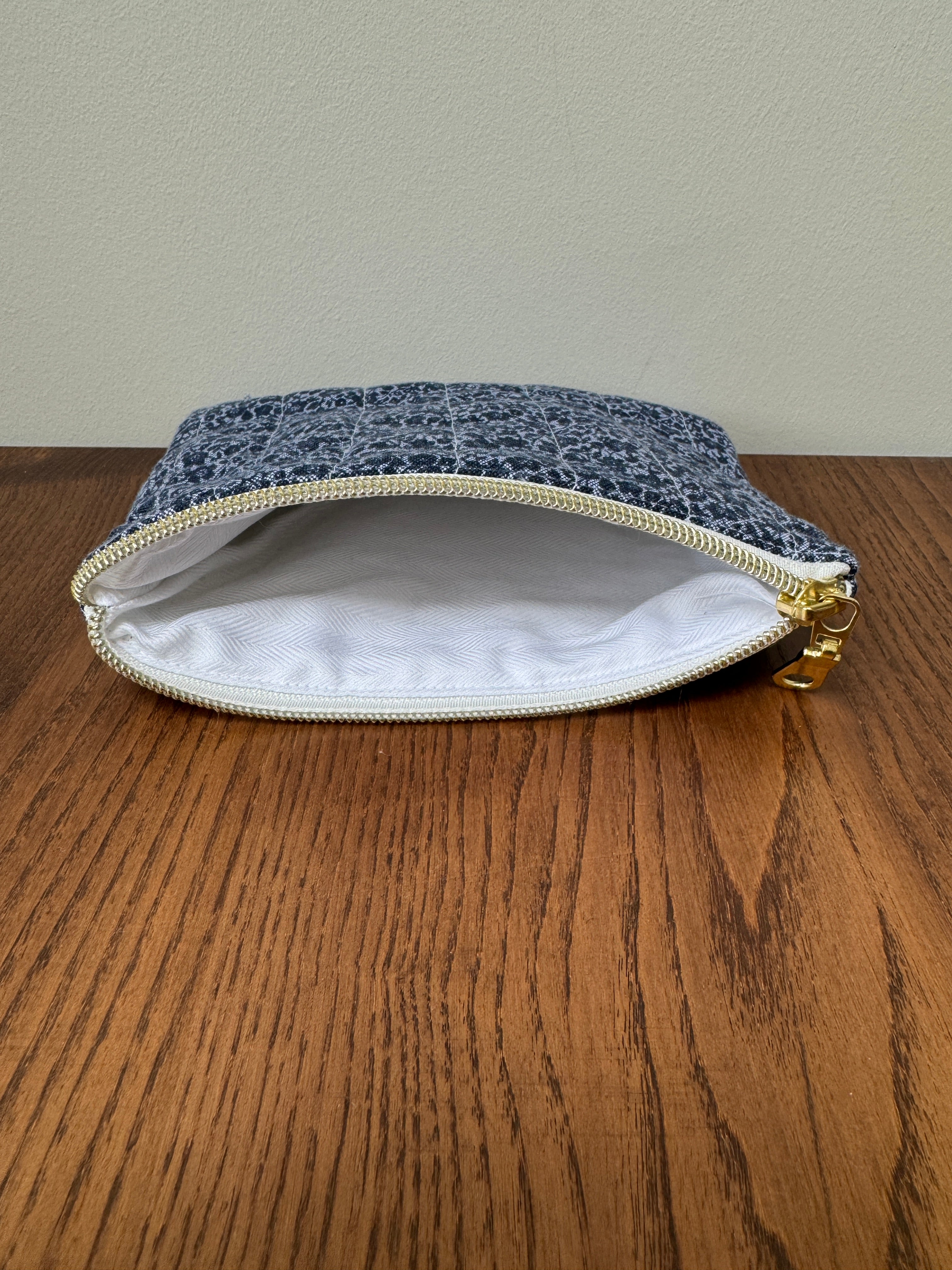 Small Zipper Pouch - Navy Florals