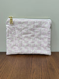 Small Zipper Pouch - Pink Geometric on Cream