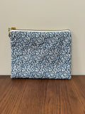 Small Zipper Pouch - Teal with White Florals