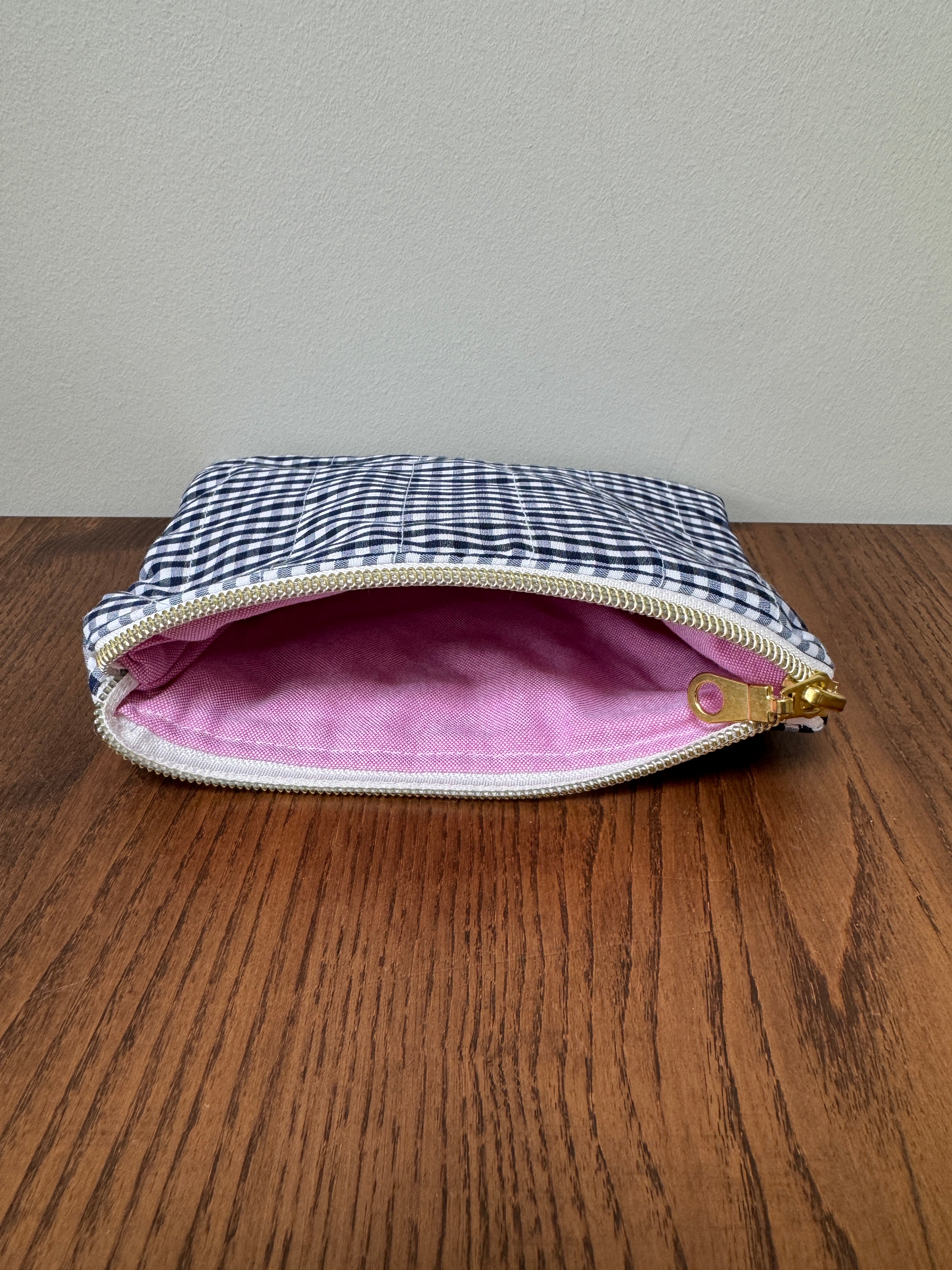 Small Zipper Pouch - Black Gingham