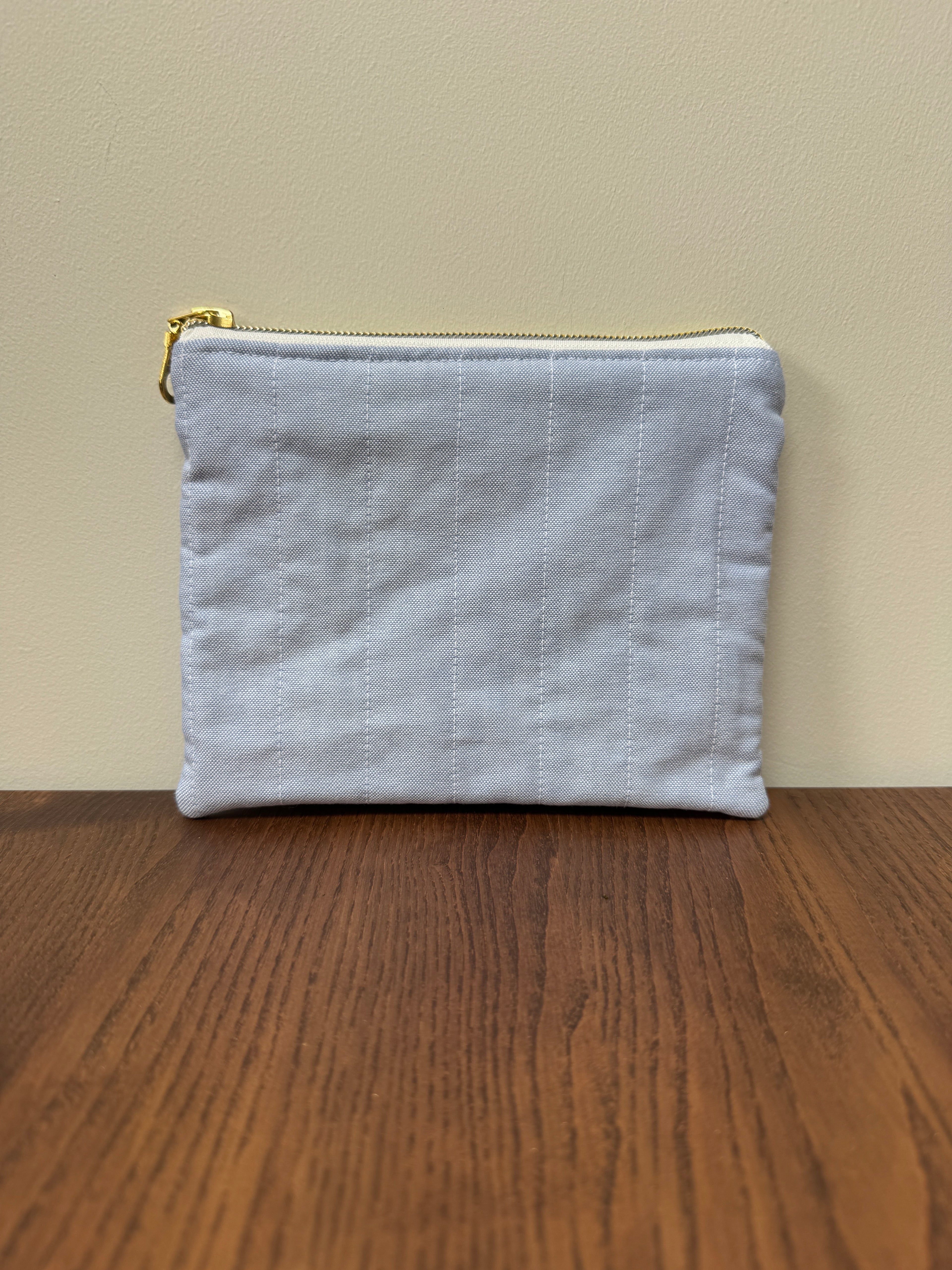 Small Zipper Pouch - Blue Cotton