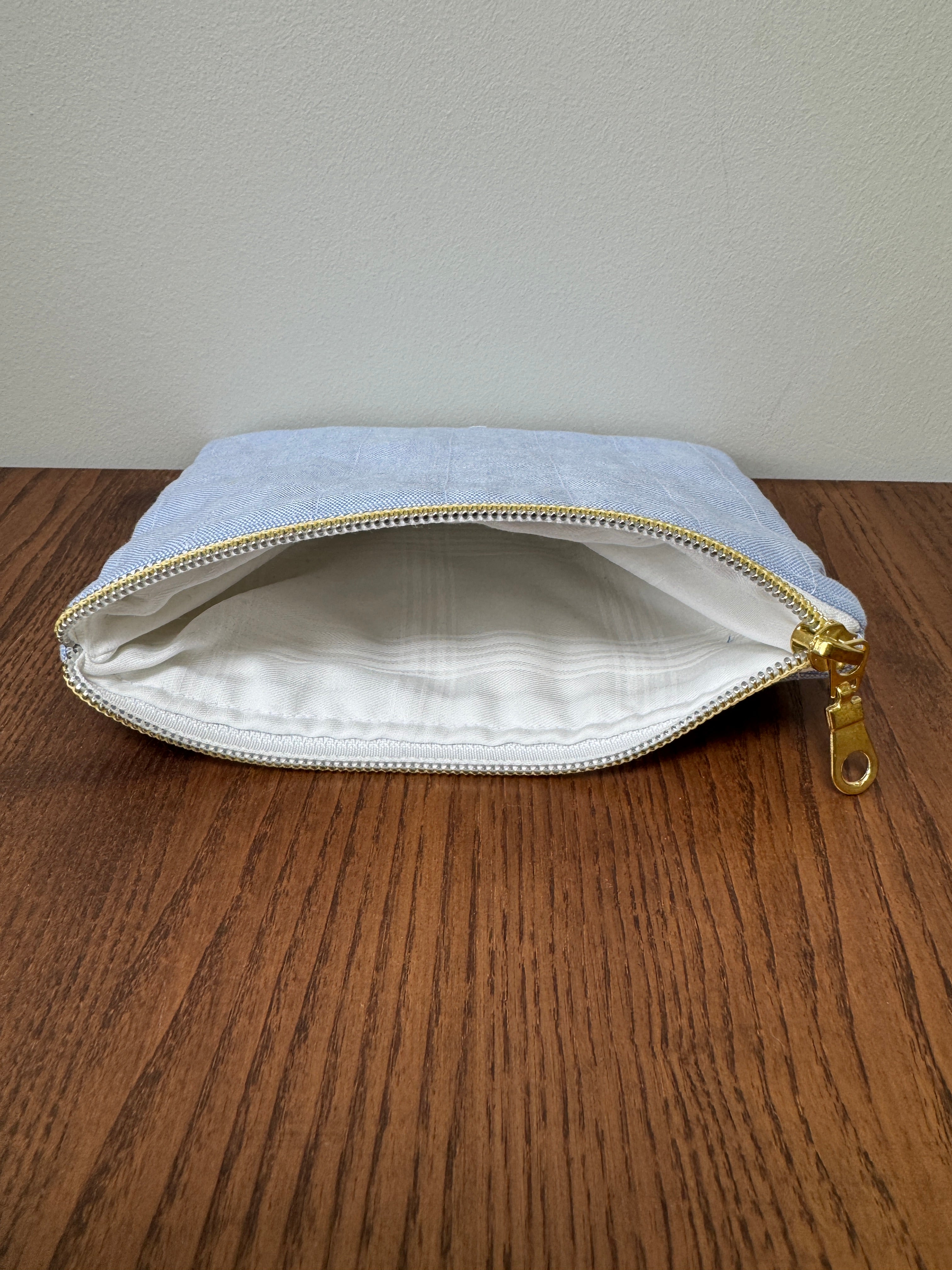 Small Zipper Pouch - Blue Cotton