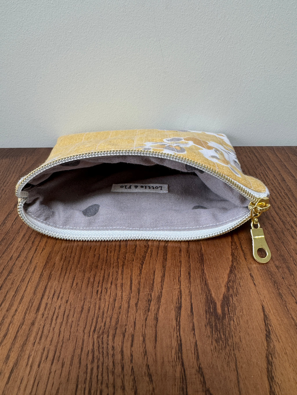 Small Zipper Pouch - Mustard Floral