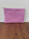 Medium Zipper Pouch - Raspberry Pink Black White Plaid