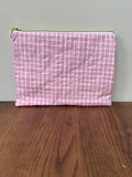 Medium Zipper Pouch - Pink Check