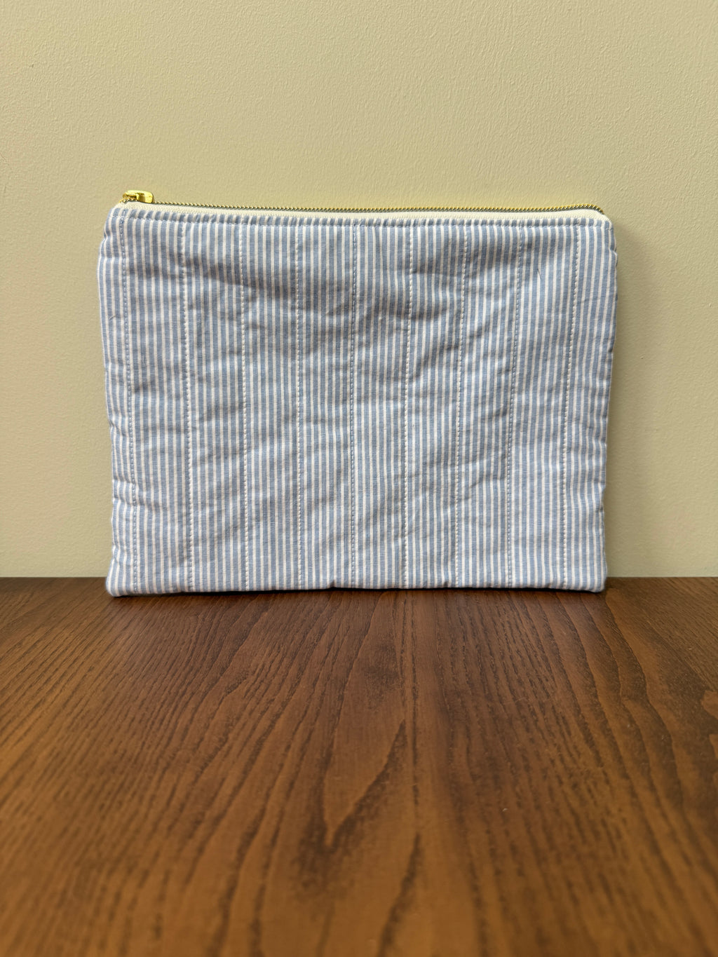Medium Zipper Pouch - Blue & White Pinstripes