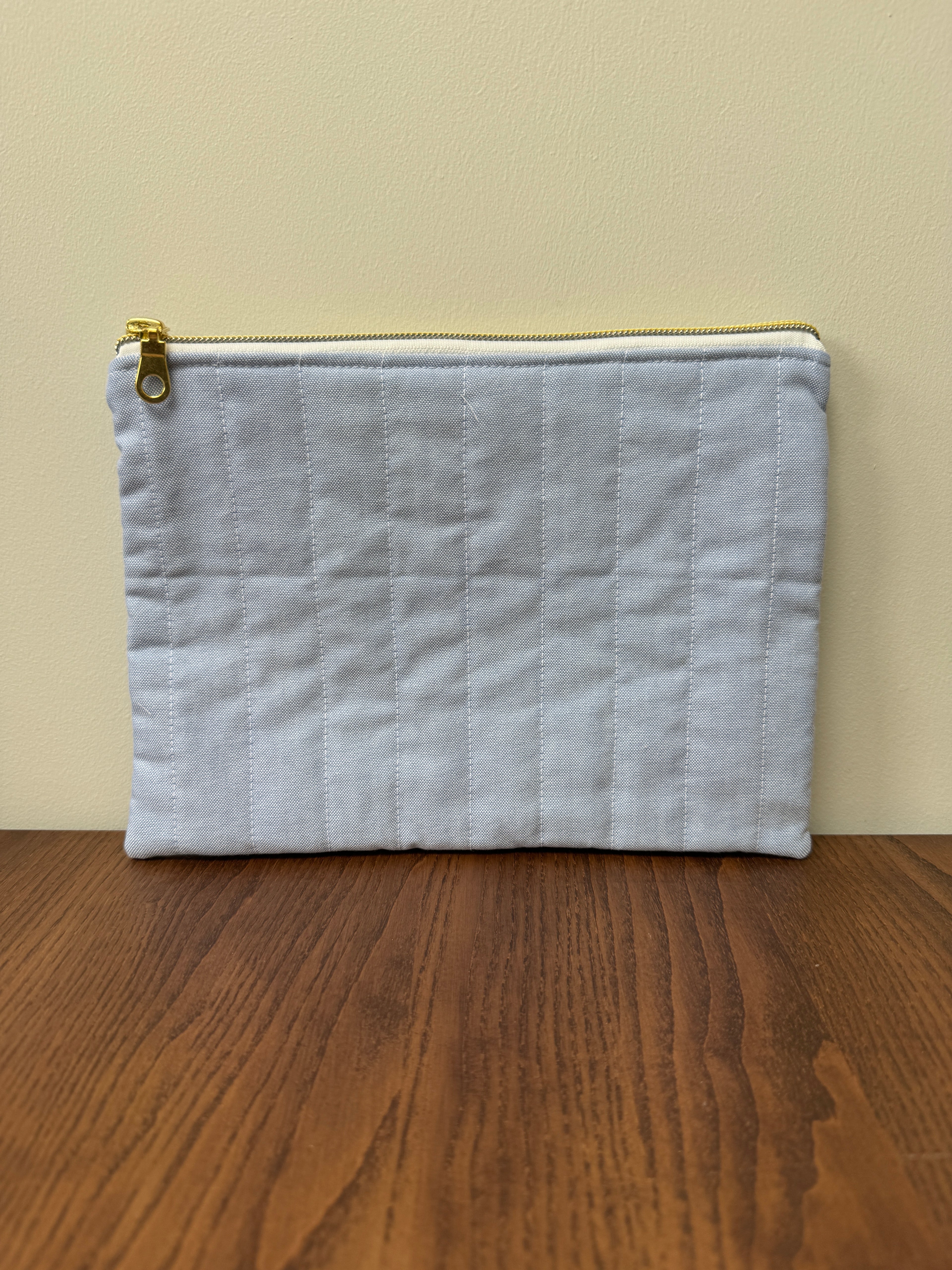 Medium Zipper Pouch - Blue Cotton